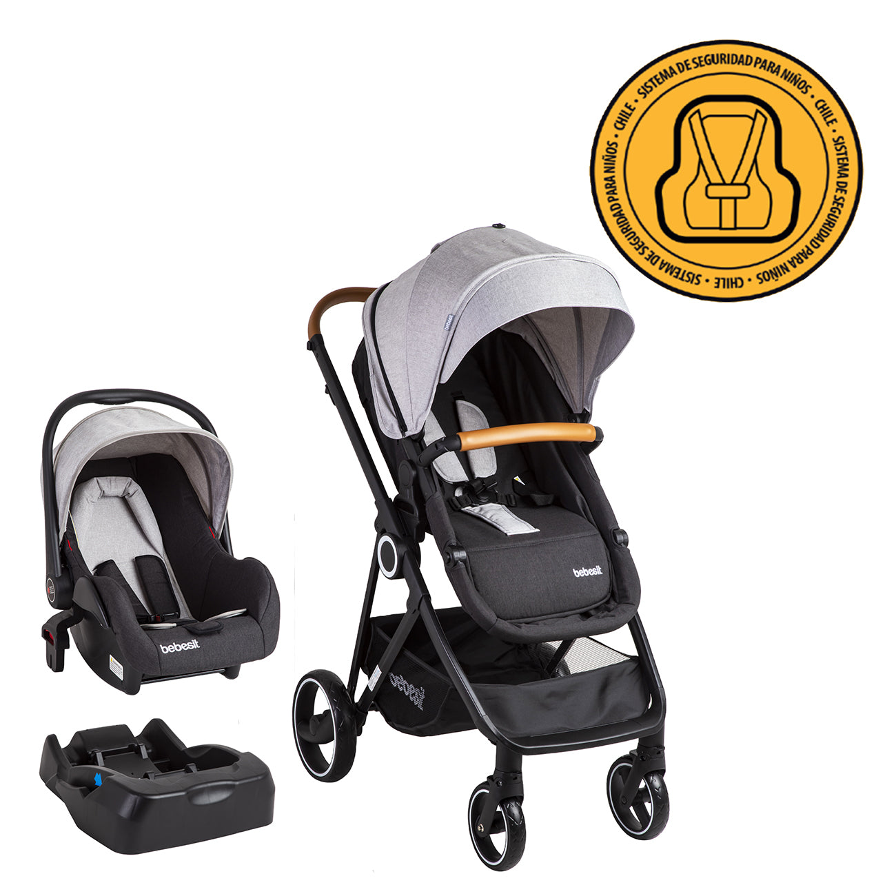 Coche Cuna travel system Cosmos Gris