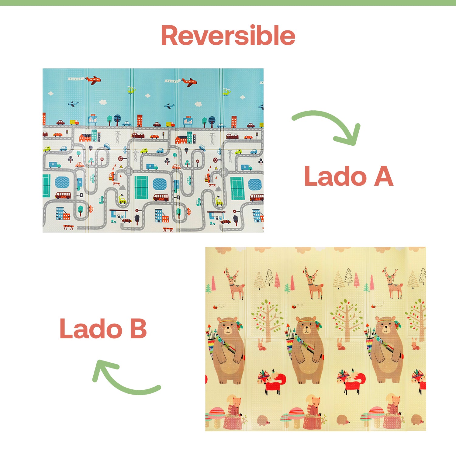 Alfombra Antigolpe Plegable Extra Grueso Premium Oso Ciudad