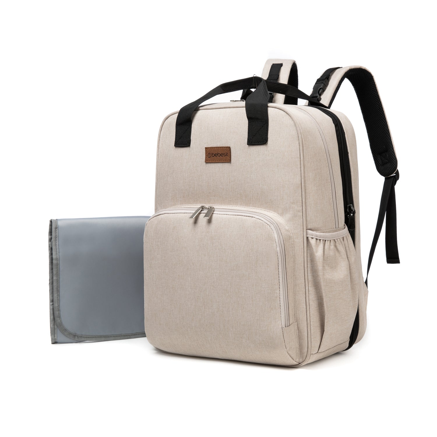 Mochila 3 Maternal En 1 Pañalera Cuna Y Mudador Portátil Beige