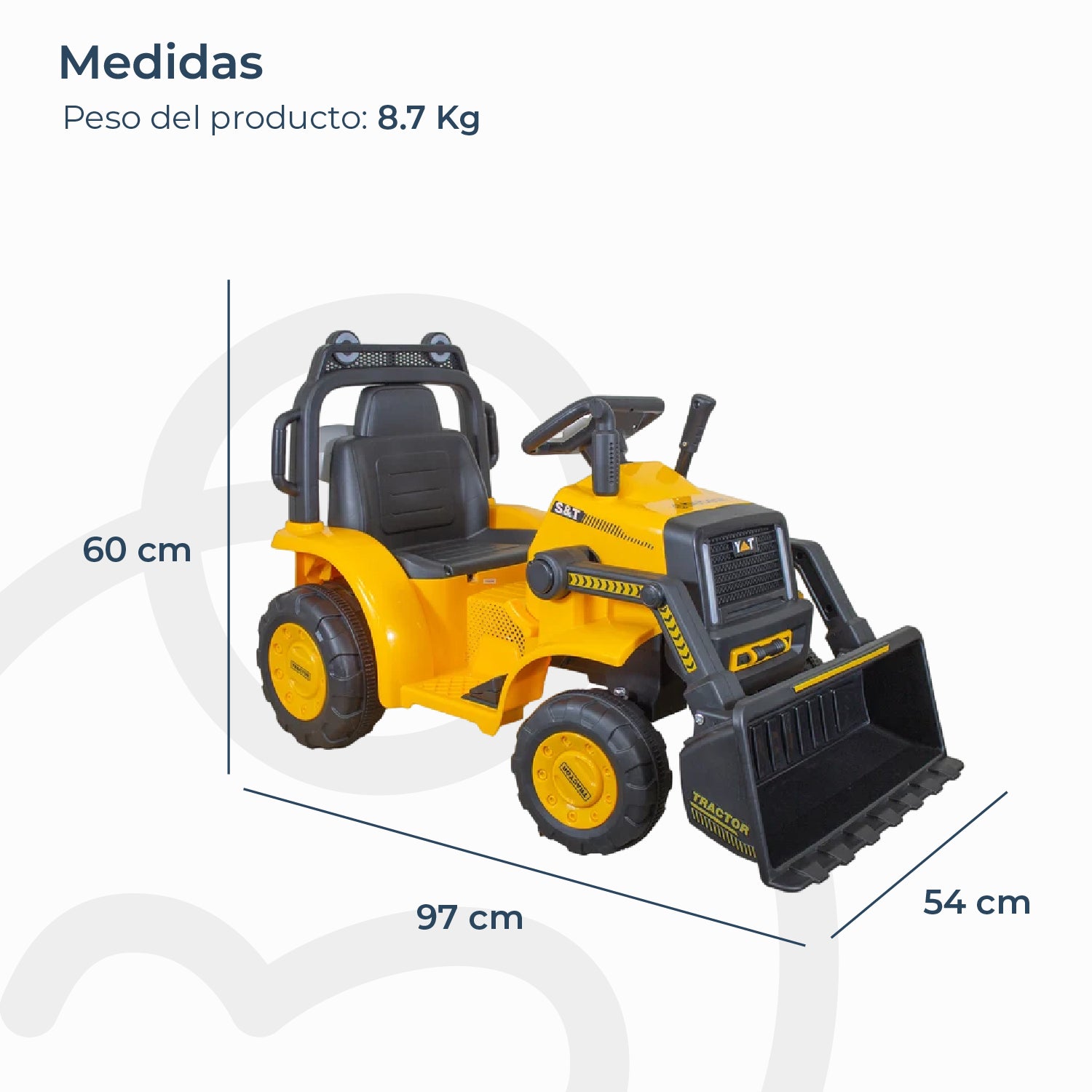 Camión Eléctrico Excavadora Loader Infantil Amarillo