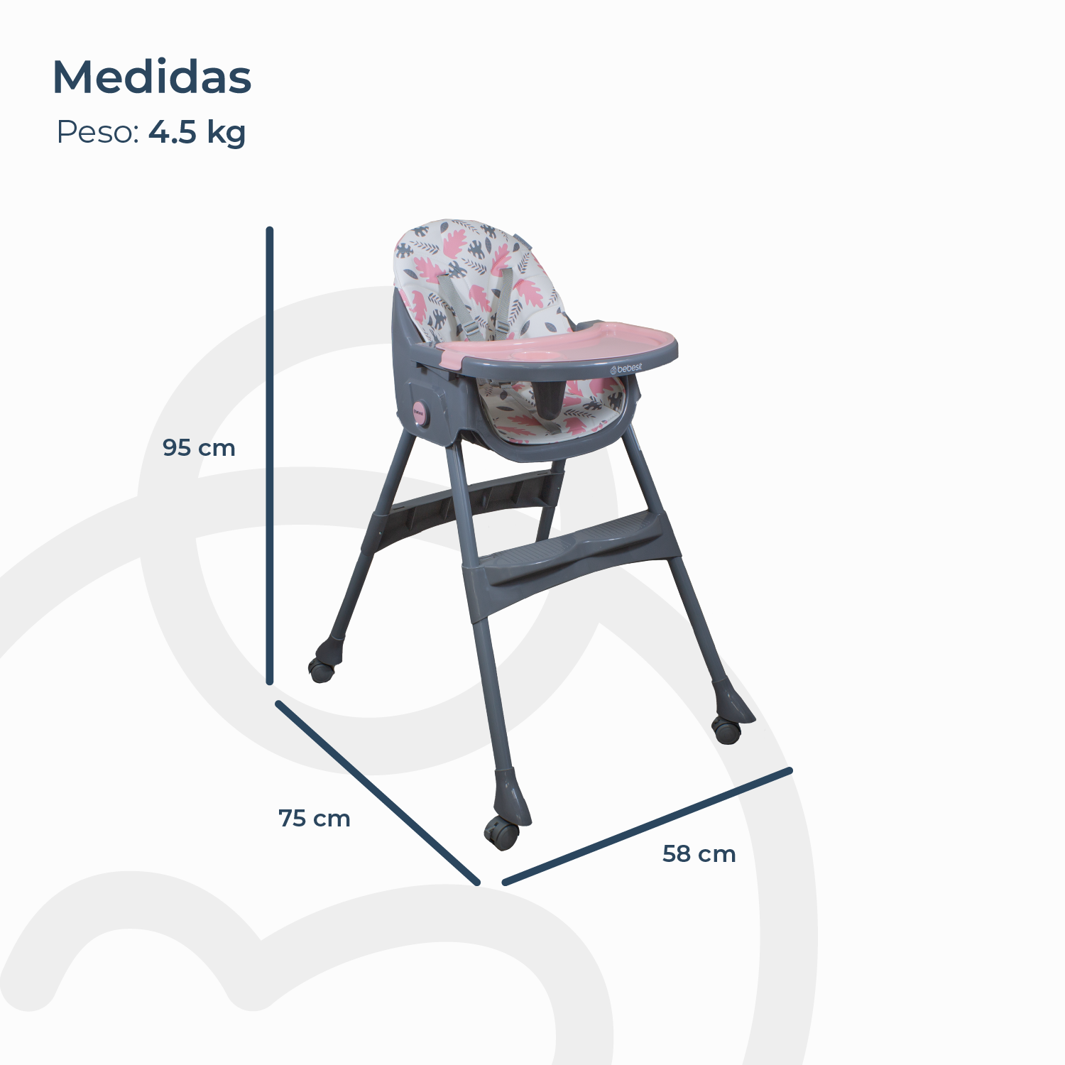 Silla de Comer Steps Rosada