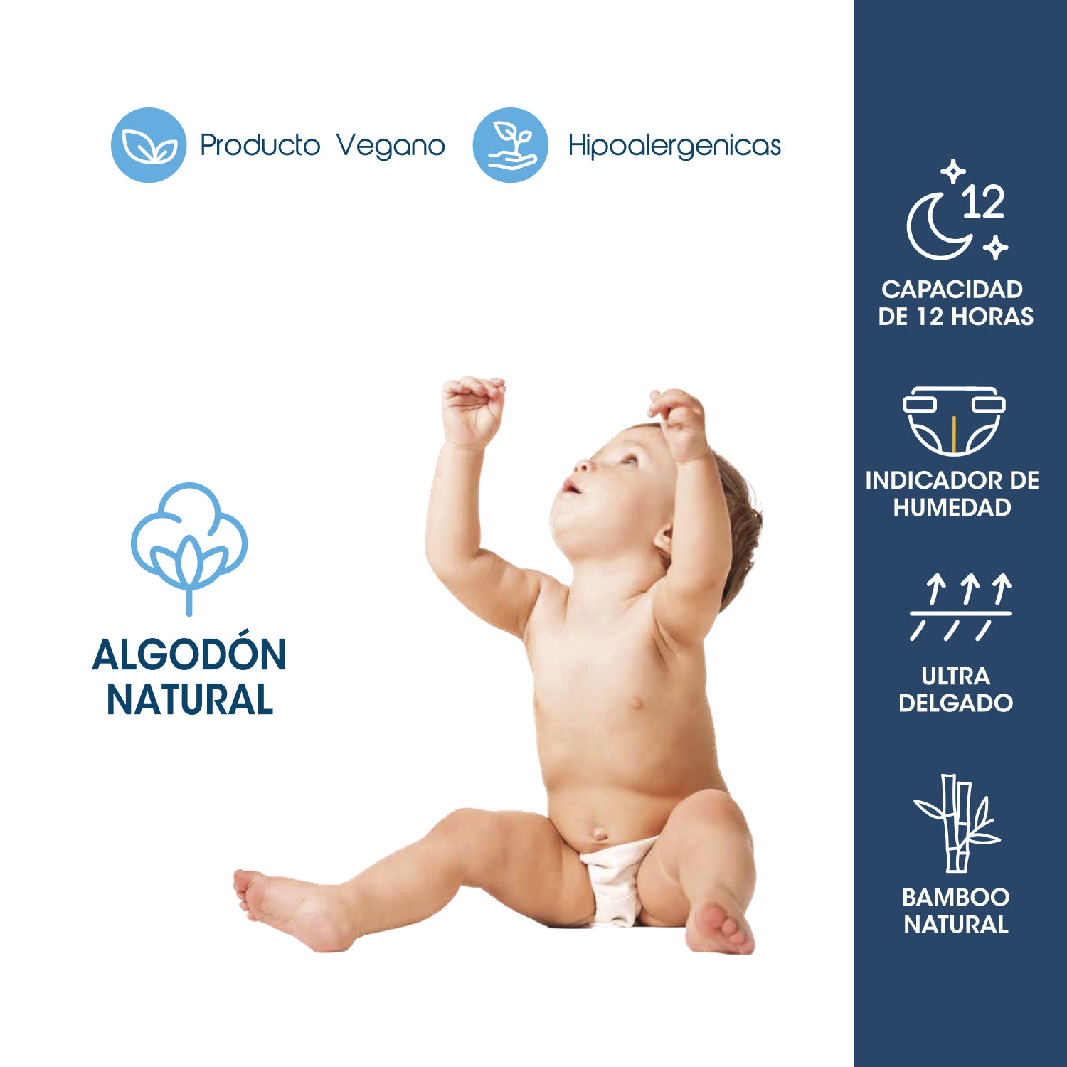 Pañales BeBaby Premium By Bebesit M 80u Hipoalergénico