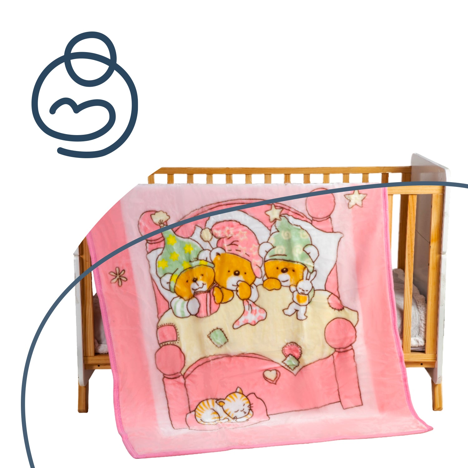 Frazada Osos Reversible Rosa