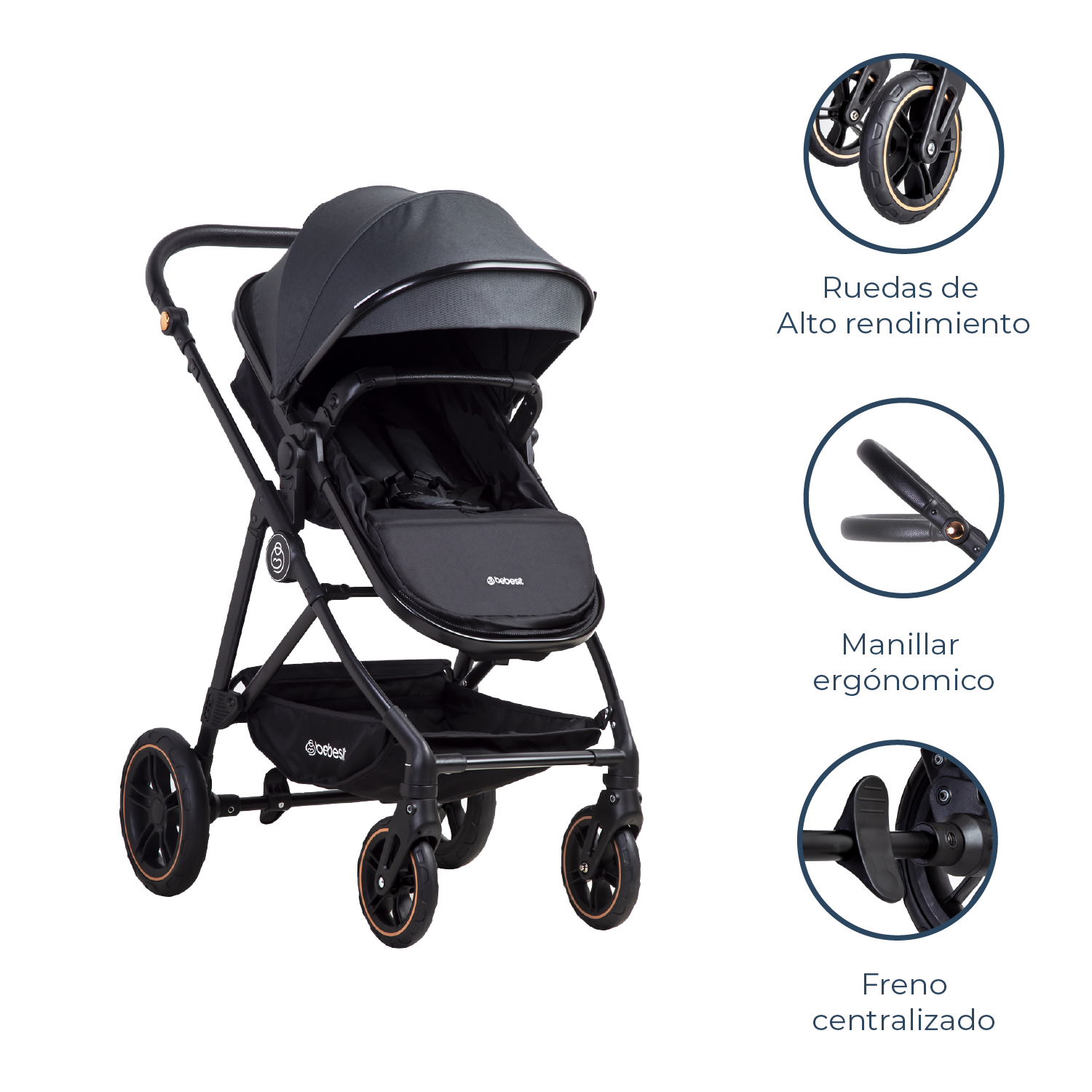 Coche Cuna Paseo Street Gris Bebesit