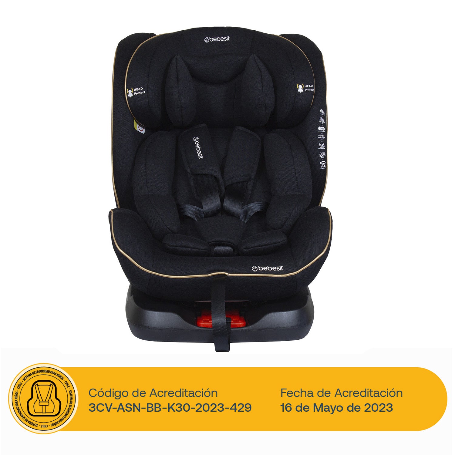 Silla de Auto Convertible Supra 360° Black Gold