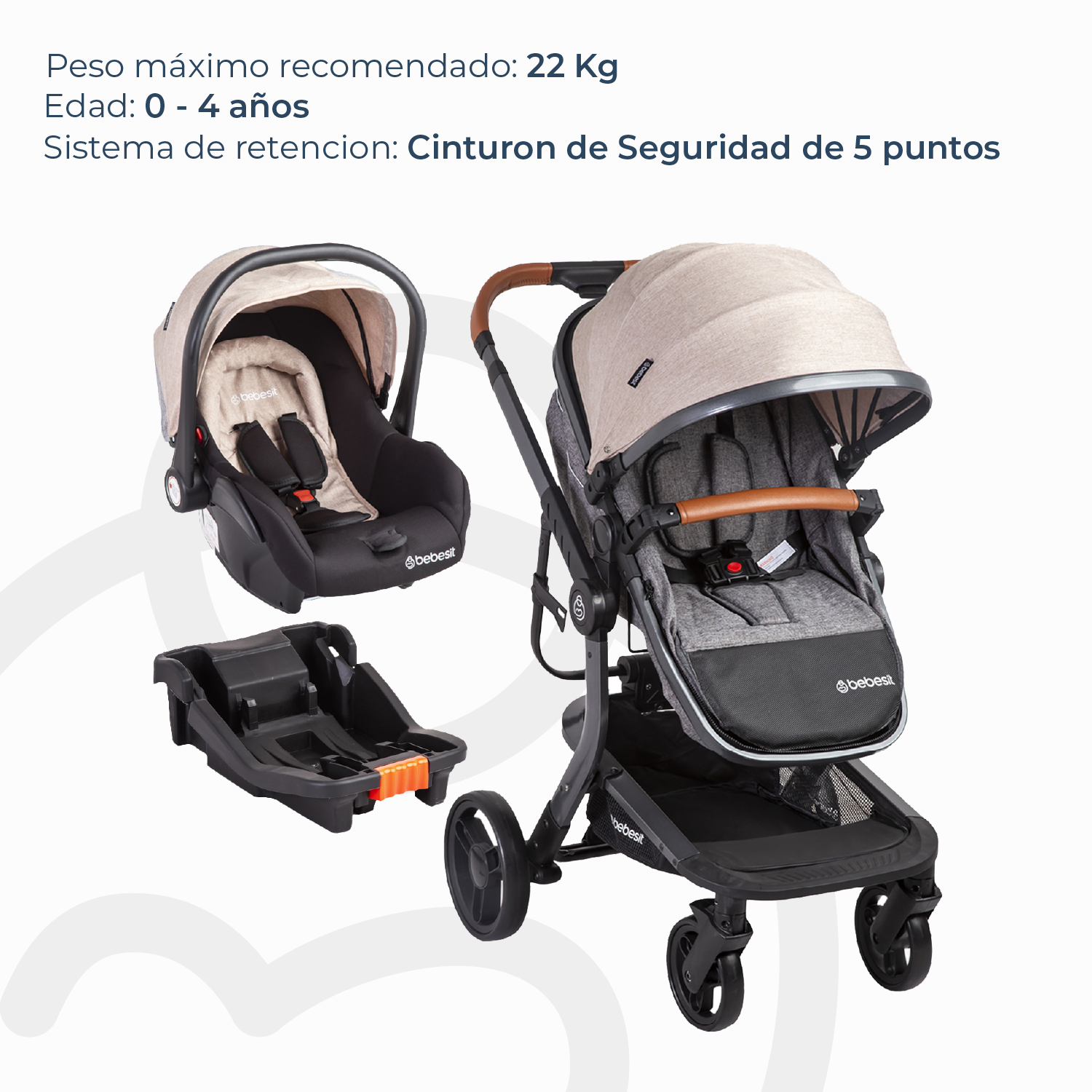 Coche Cuna travel system Taurus Beige