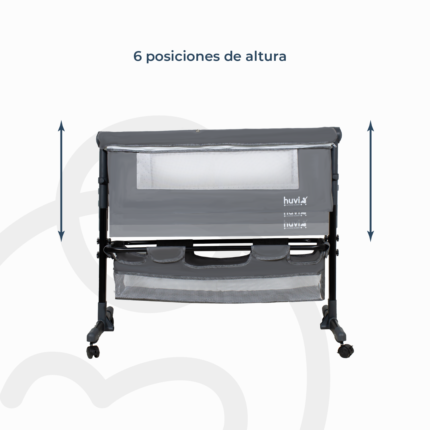 Cuna Colecho Cozy con Colchón Mosquitero y Canasto Gris Huvi