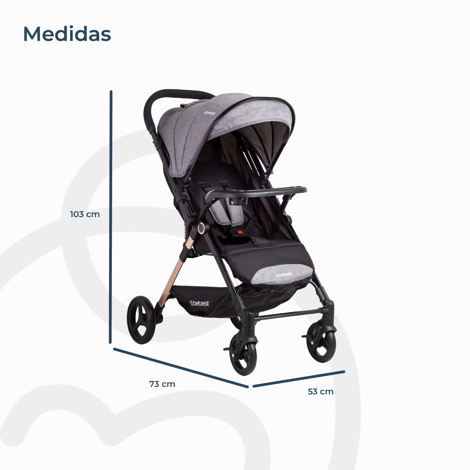 Coche de Paseo City Reversible con Bandeja Gris