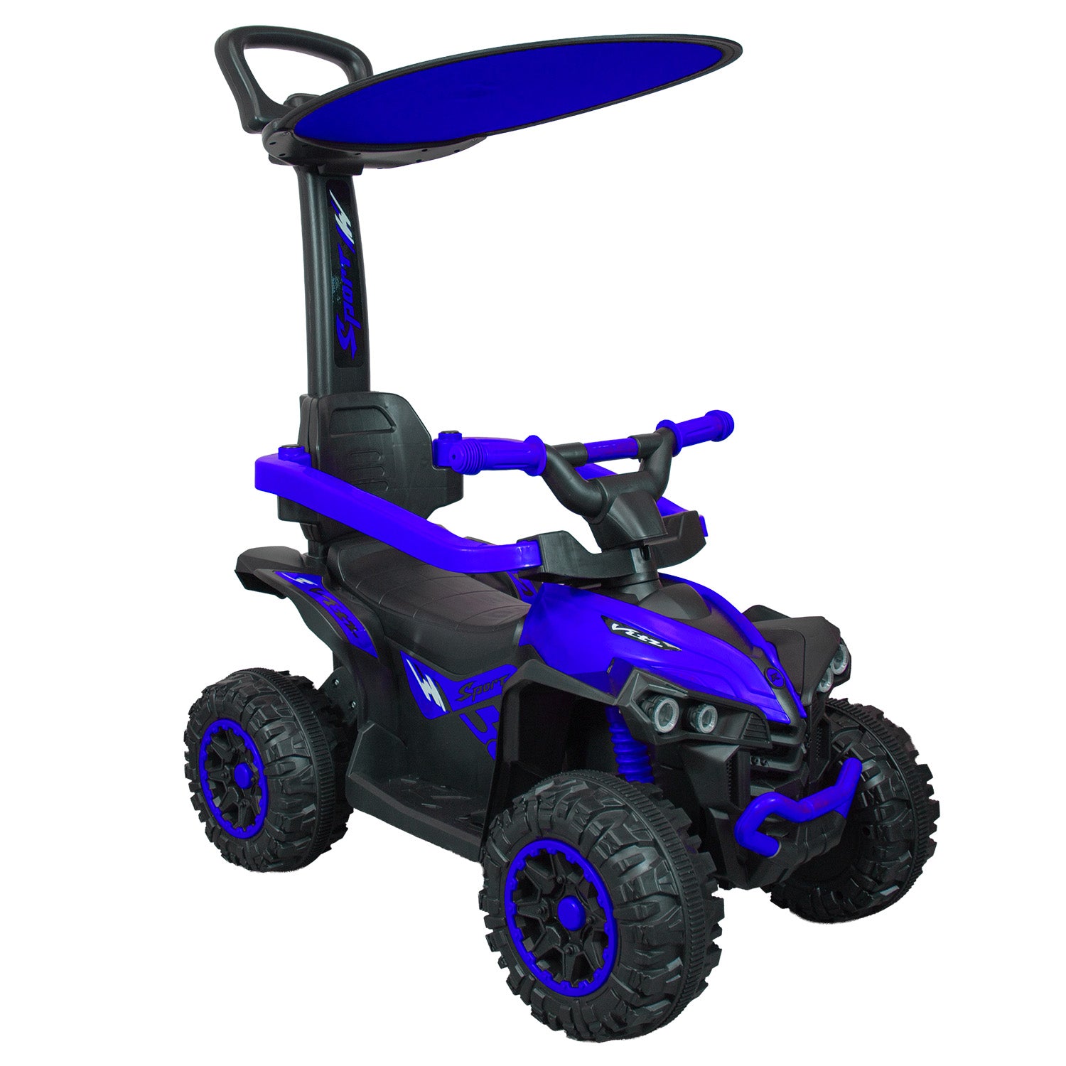 Cuatrimoto a batería con barra de empuje Push Niño Azul