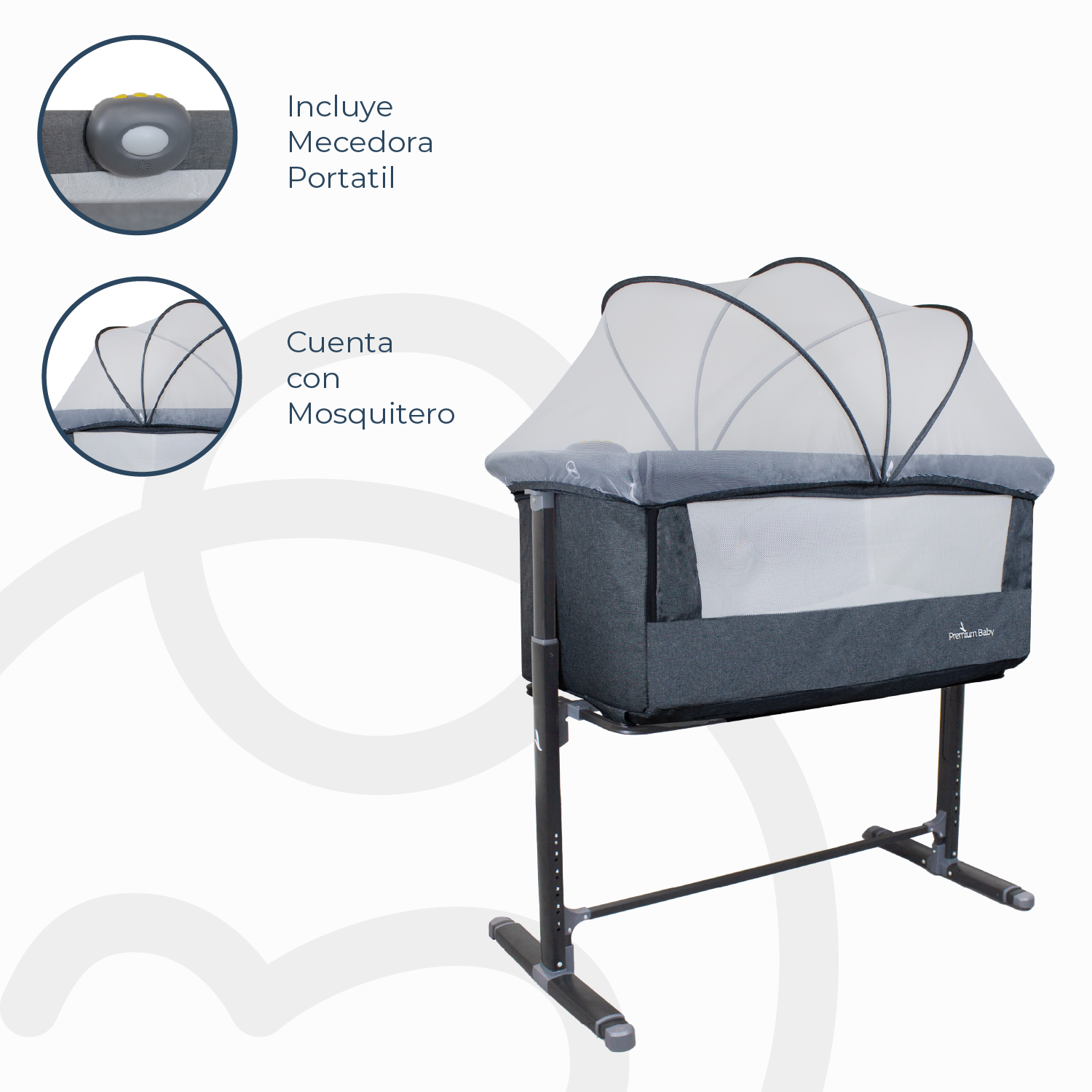 Cuna Colecho Con Dispositivo de Vibración Premium Baby Mix Bebesit Gris