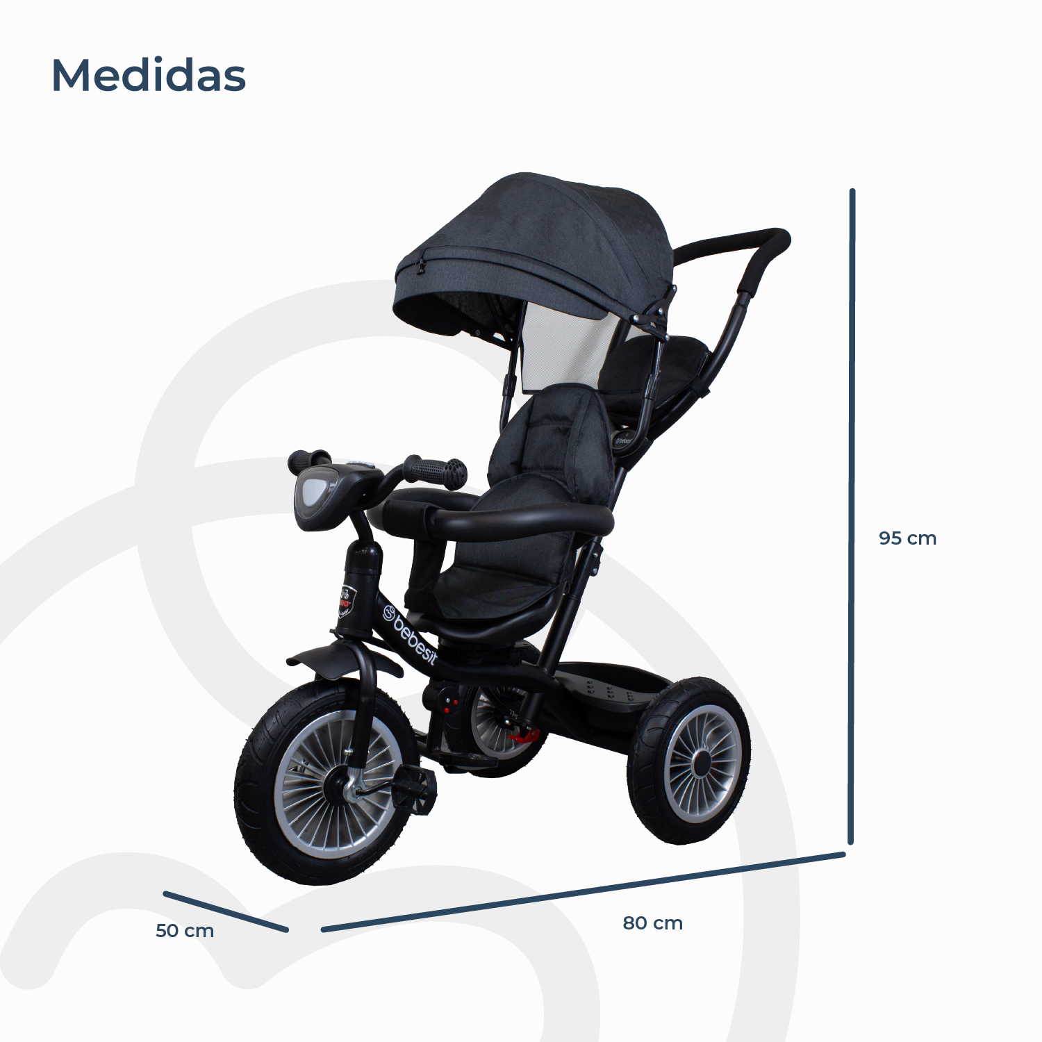 Triciclo Paseo Infantil 360 1326 LX Negro Bebesit