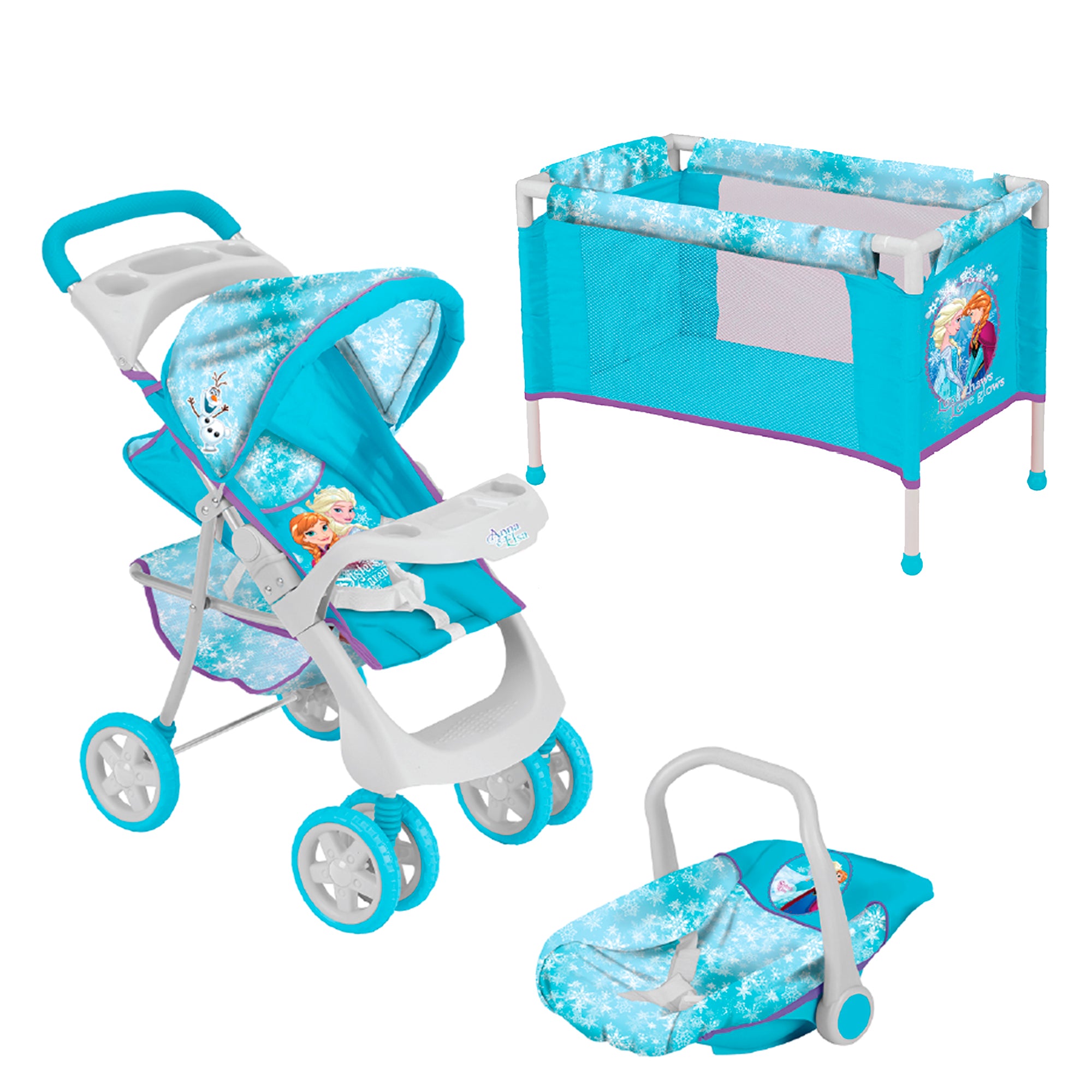 Juguete Munecas Coche Travel con cuna Frozen Bebesit