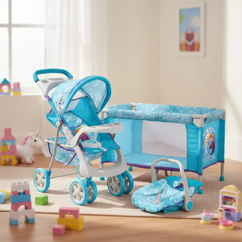 Juguete Muñecas  Coche Travel con cuna Frozen