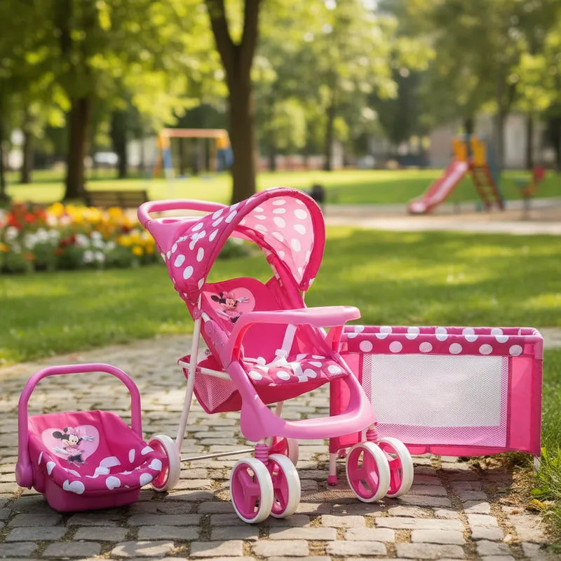 Juguete Muñeca Coche travel con cuna Minie