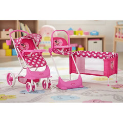 Juguete Muñeca Coche Travel, cuna y silla comer Minnie
