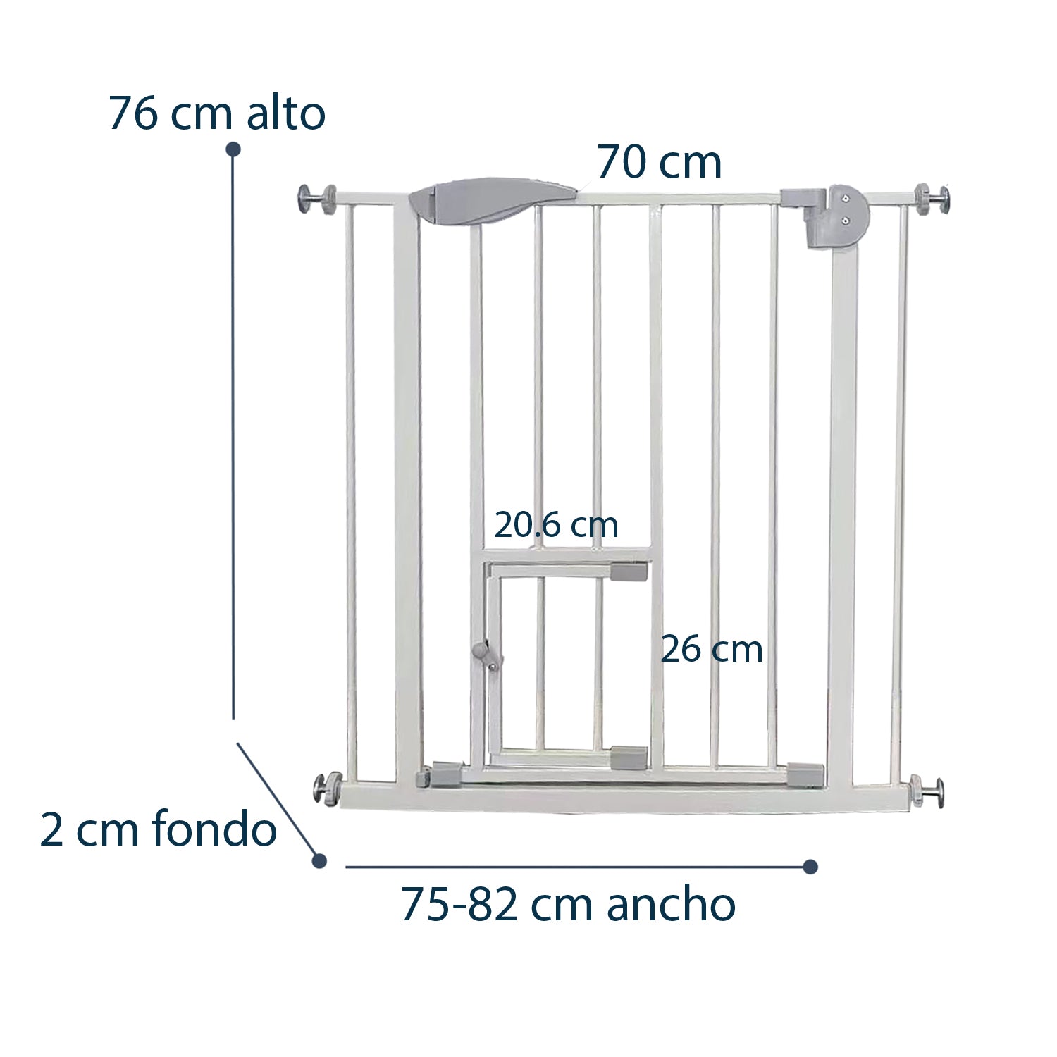 Reja de Seguridad Bebe Puerta Mascota Doble Seguro 75 a 82 cm