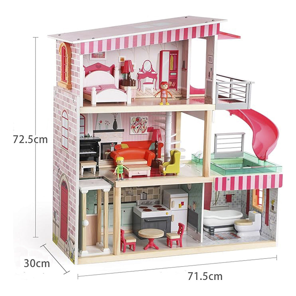 Casa de Muñecas + Muebles Madera Montessori  Bella