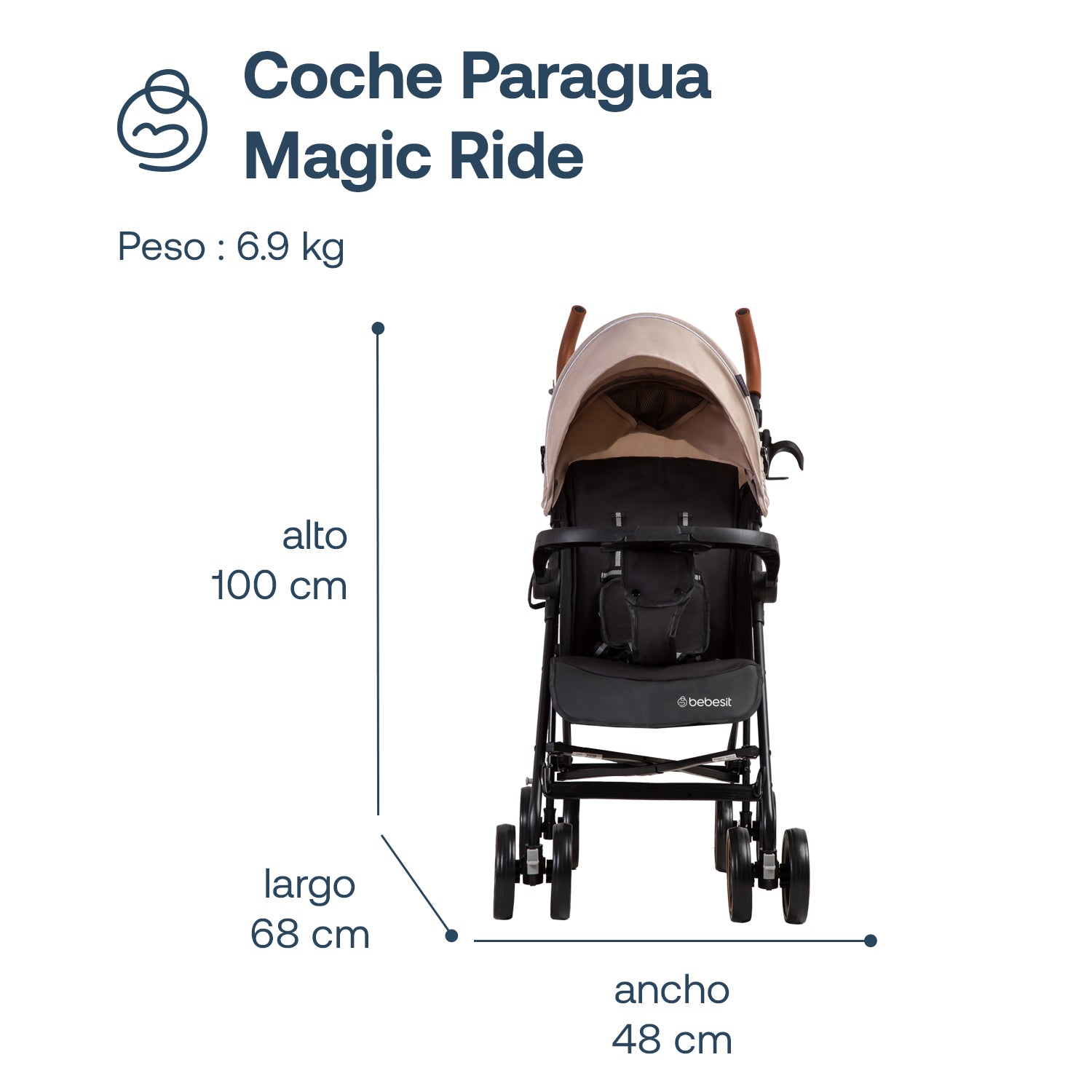 Coche Paragua Magic Ride Fiesta Beige Bebesit