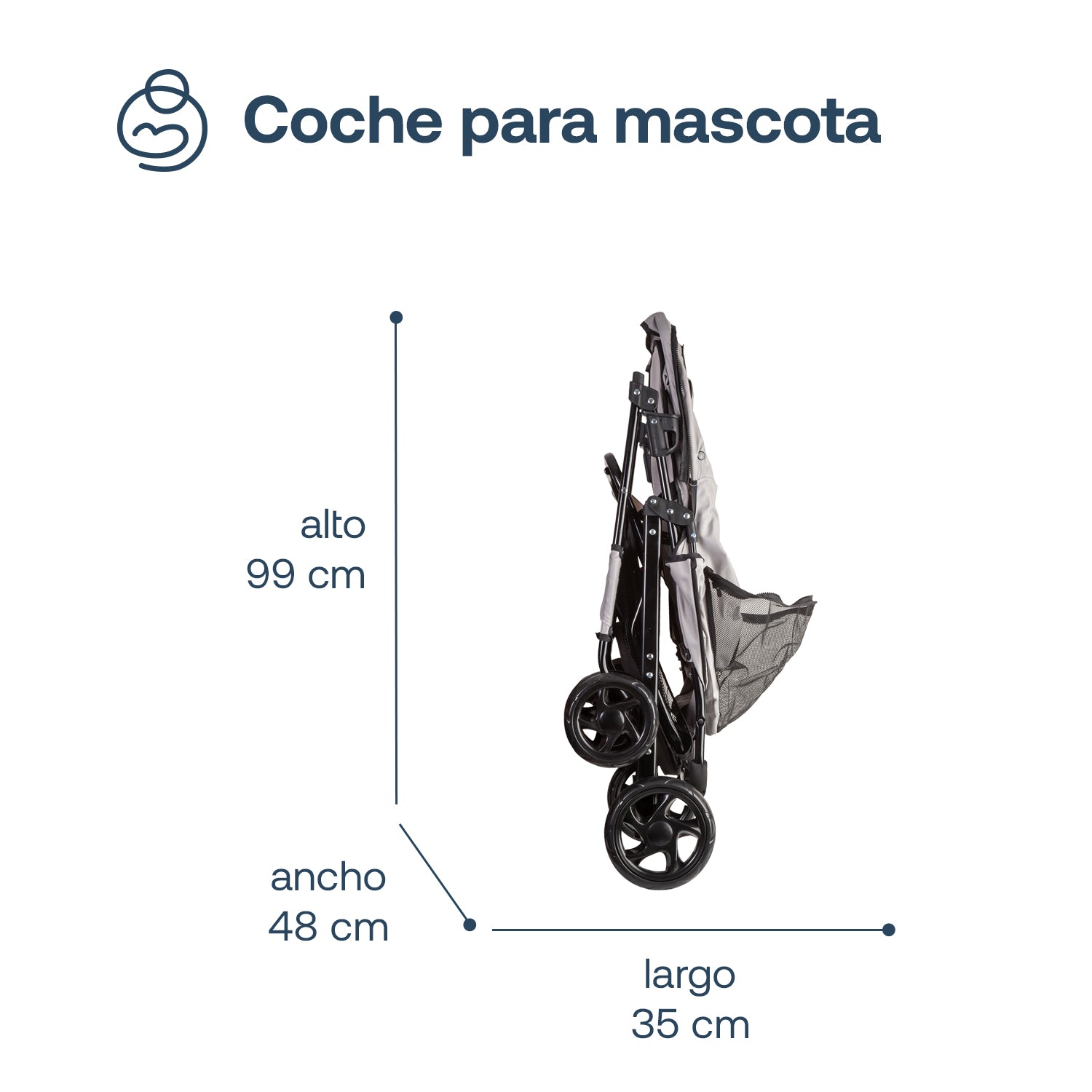 Coche Mascotas Plegable Pro Perro Gato Gris BeePet  by Bebesit