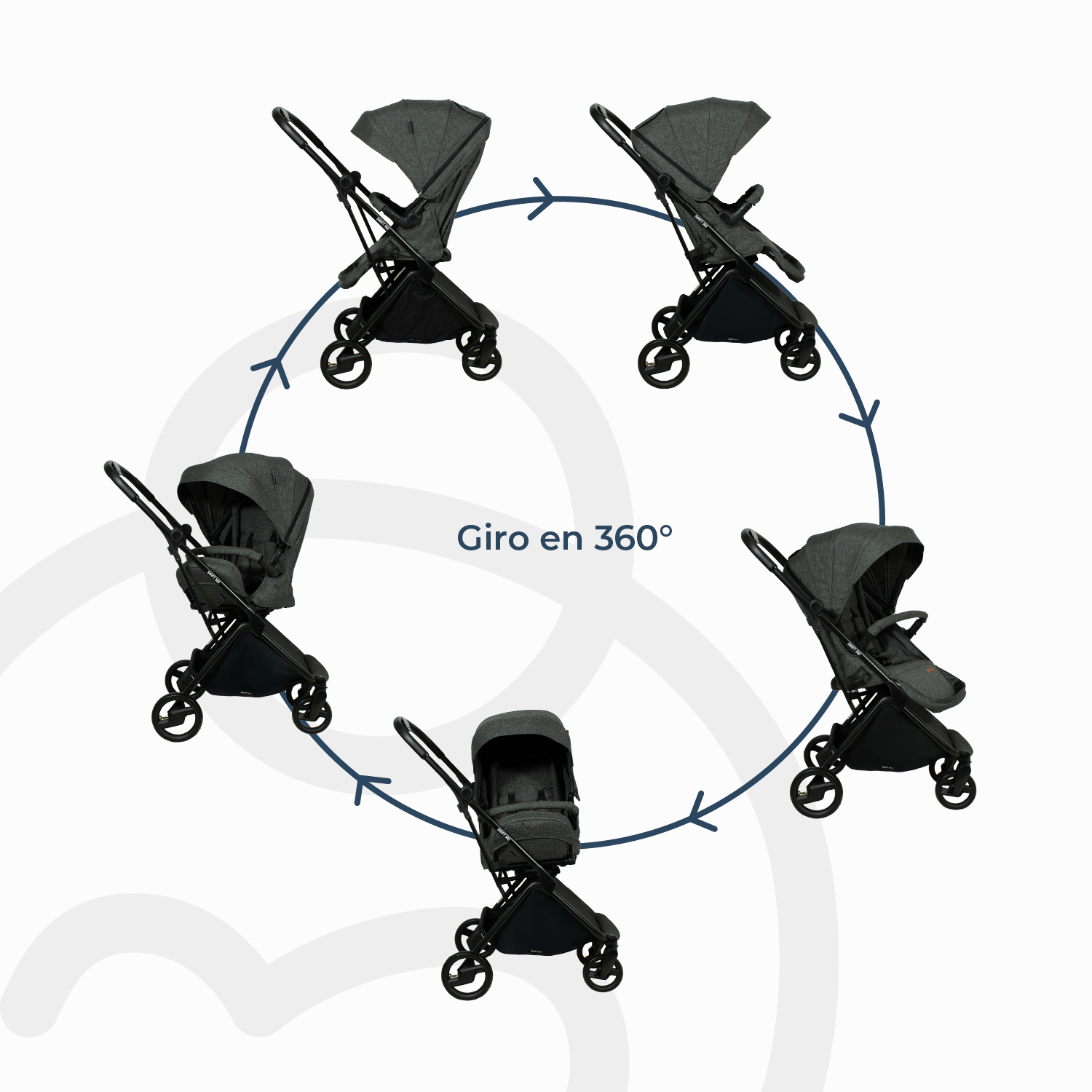 Coche Cuna travel system Swift 360 Gris