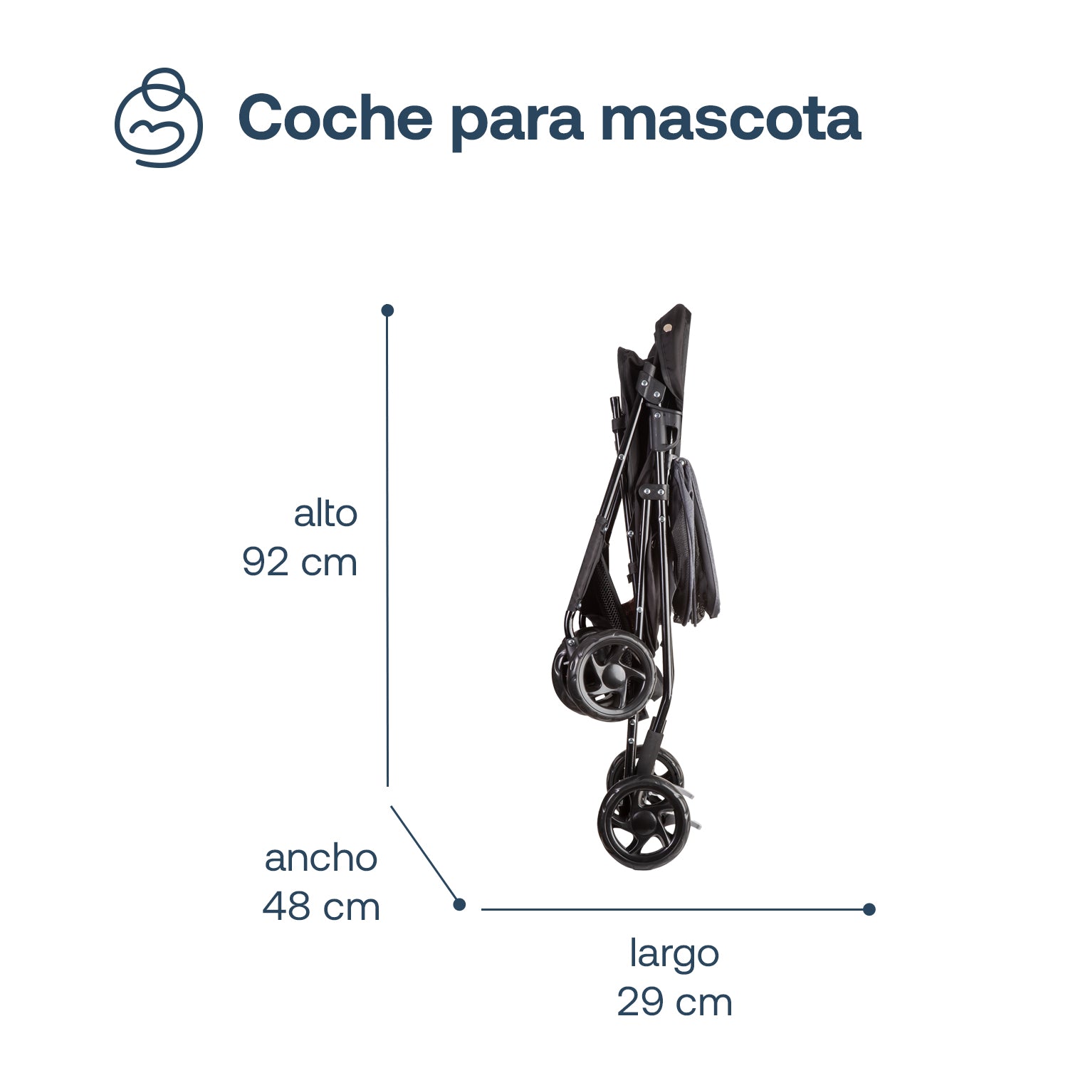 Coche Mascotas Plegable Easy Perro Gato Negro BeePet by Bebesit