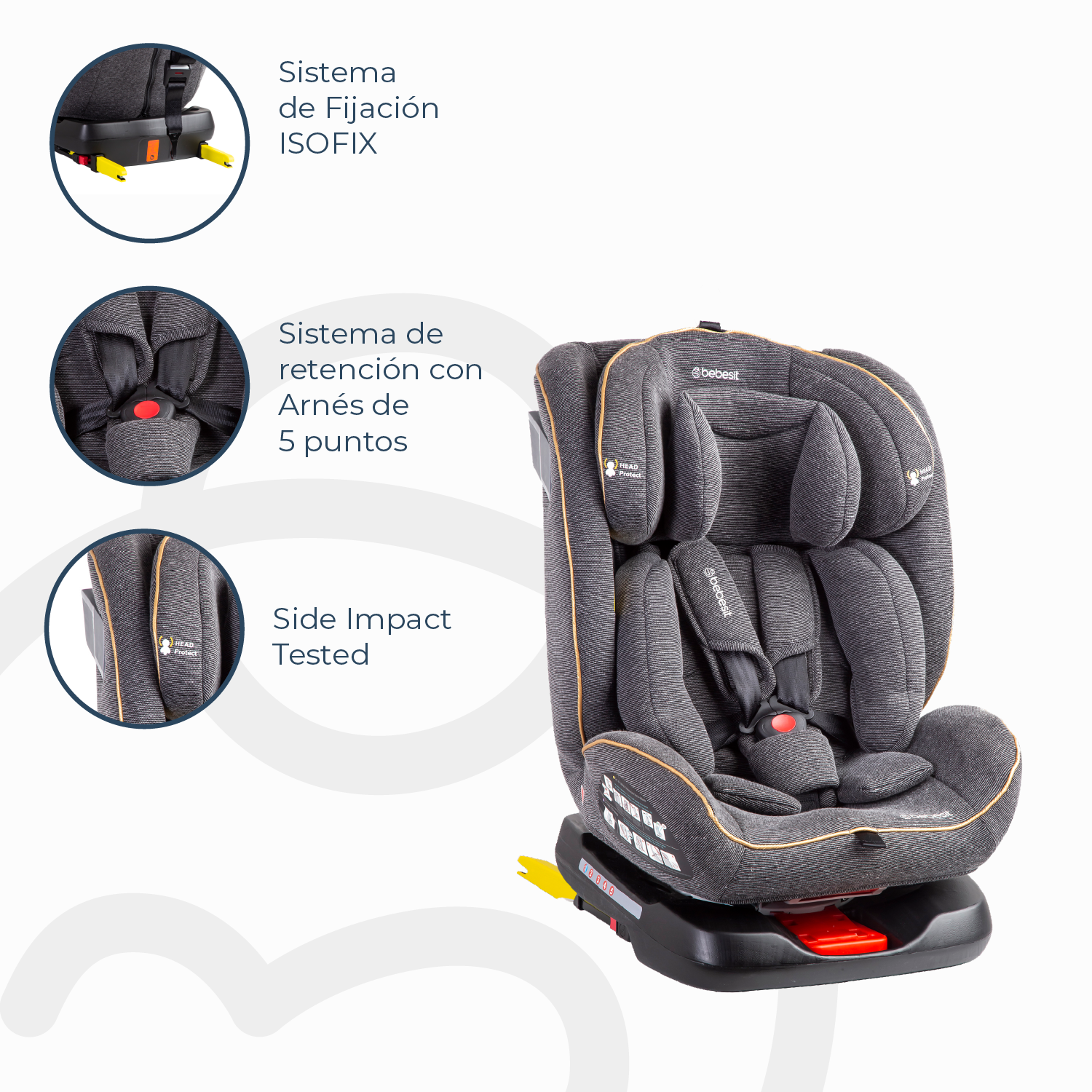 Silla de Auto Convertible 360° Isofix Supra Gris