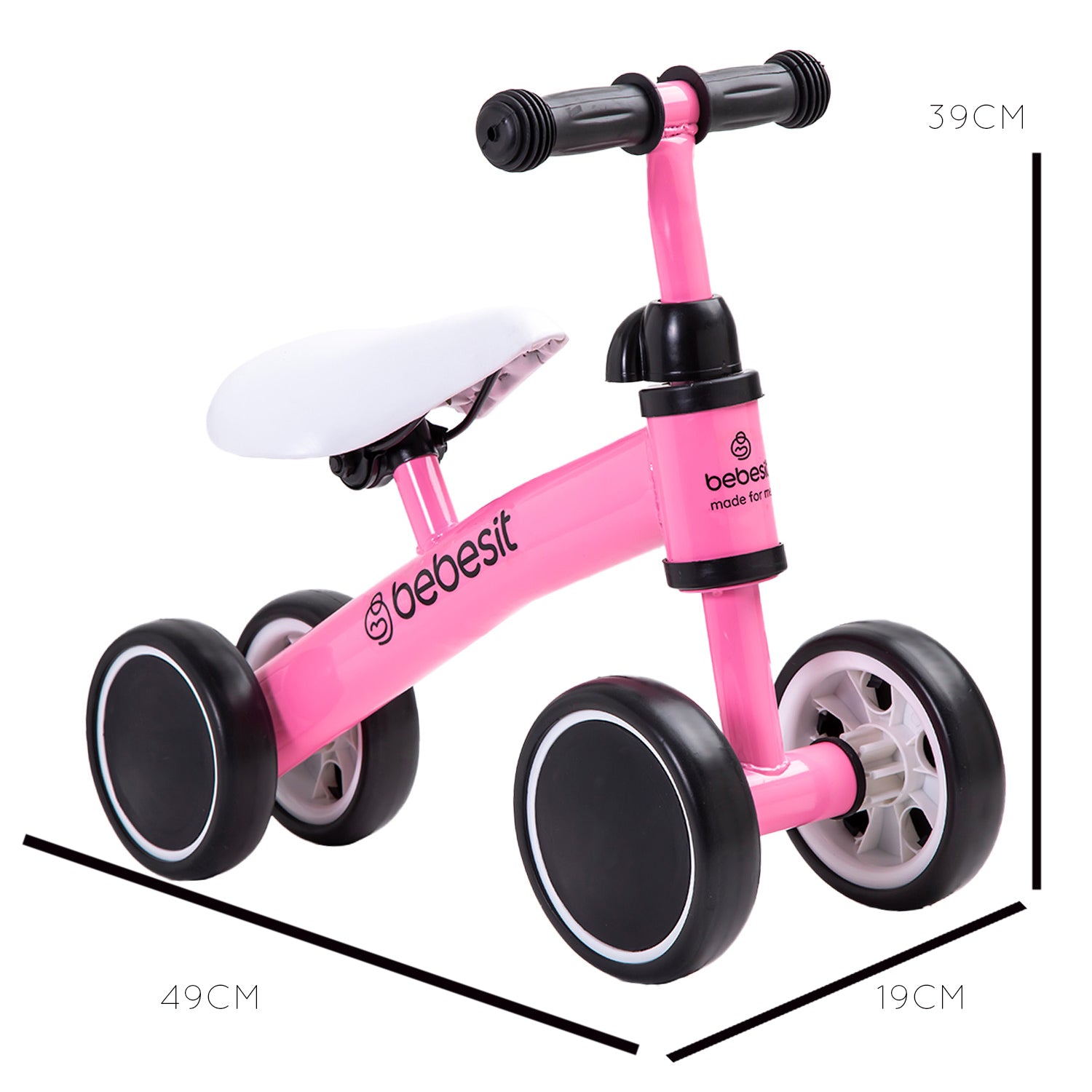 Bicicleta Triciclo Aprendizaje 4 Ruedas XT02 Rosa Bebesit
