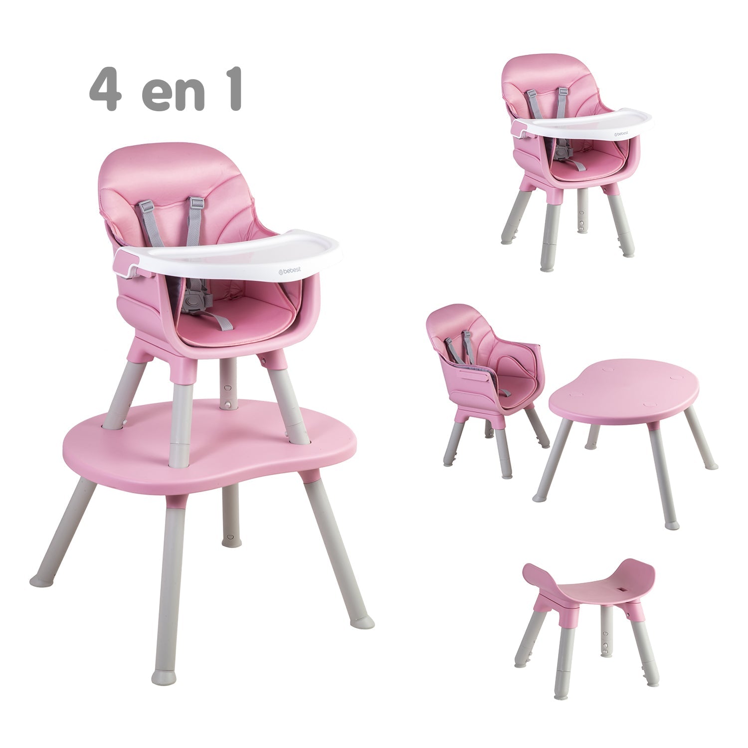 Silla de Comer Baby Desk 4 en 1 Rosado