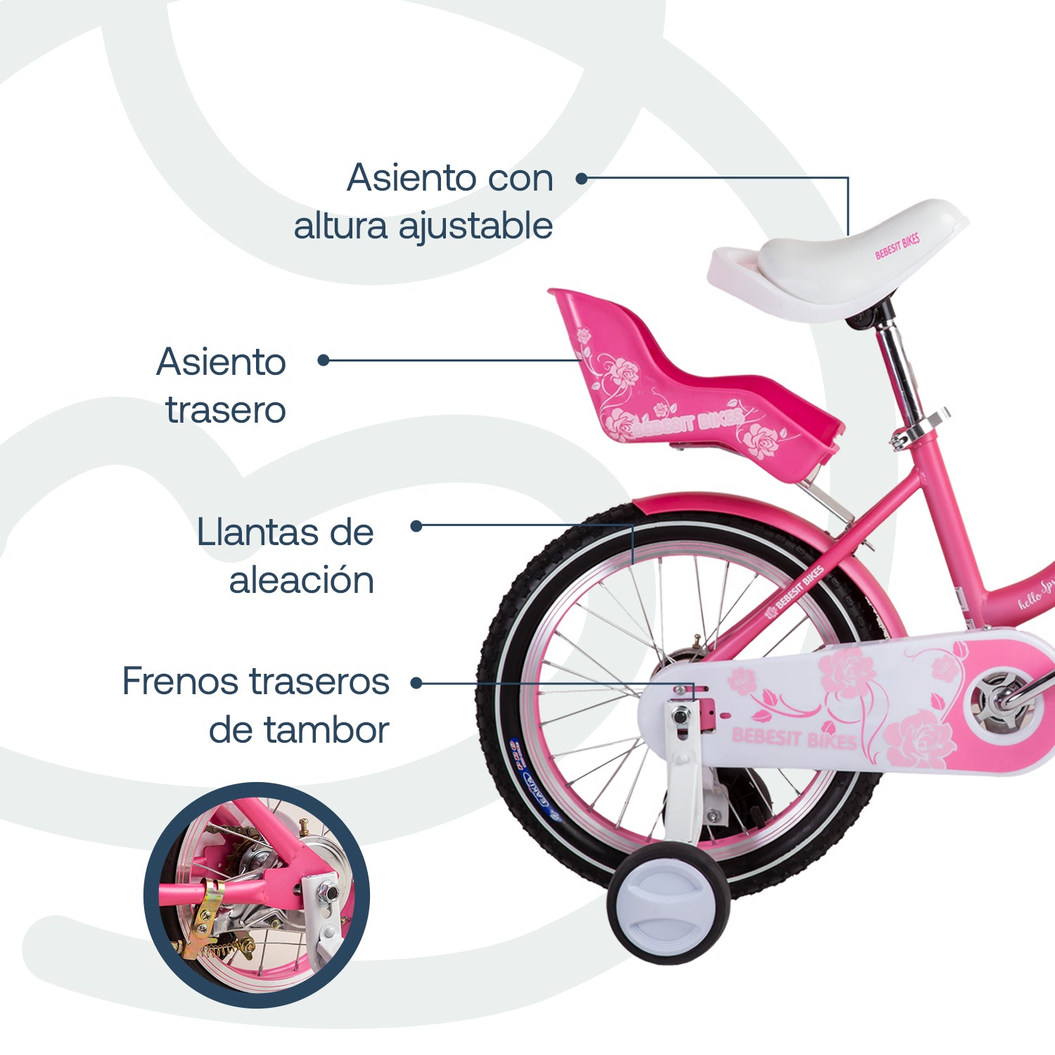 Bicicleta Infantil Queen Aro 16 Rosada