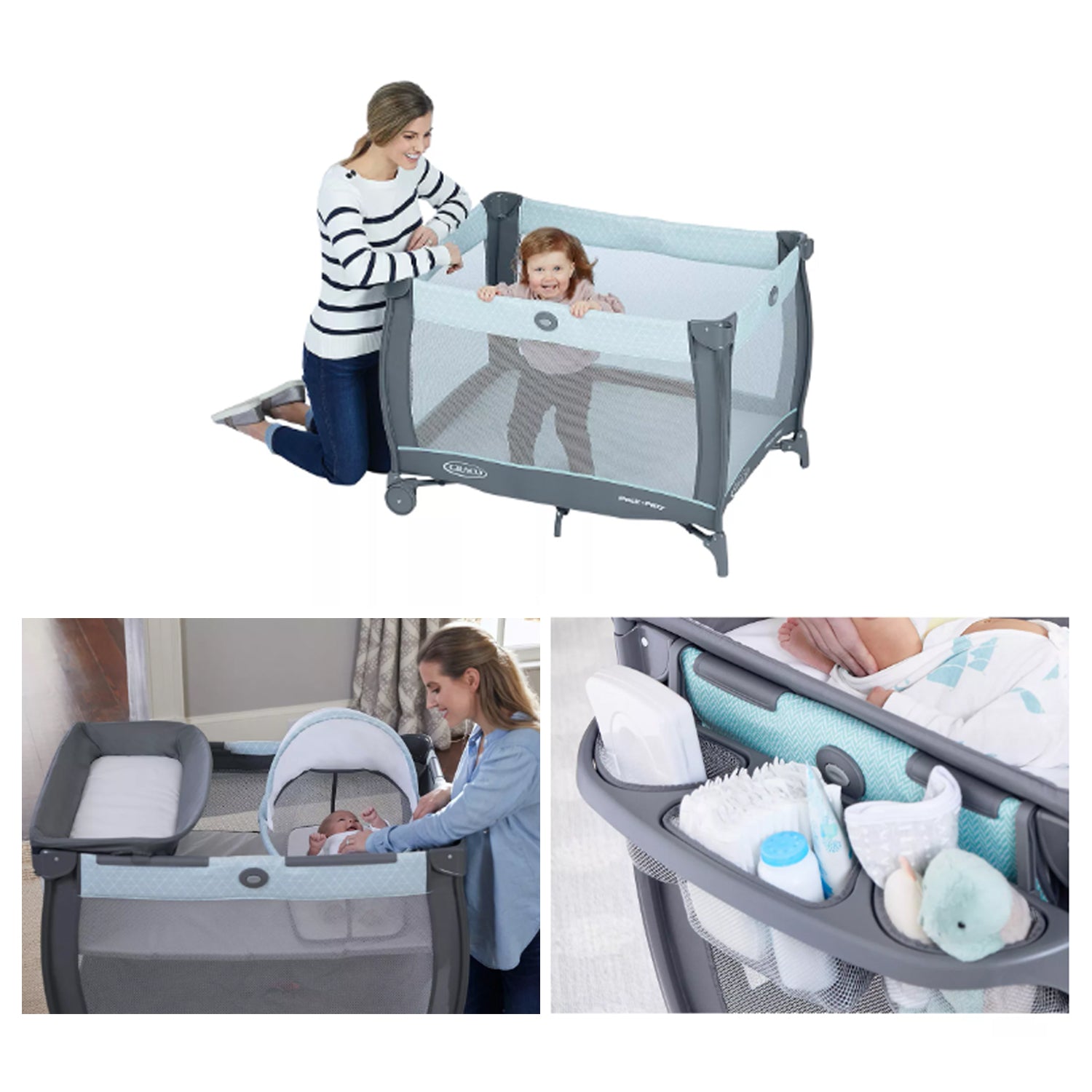 Cuna Pack and Play Care Suite Bassinet Playard Wells Graco