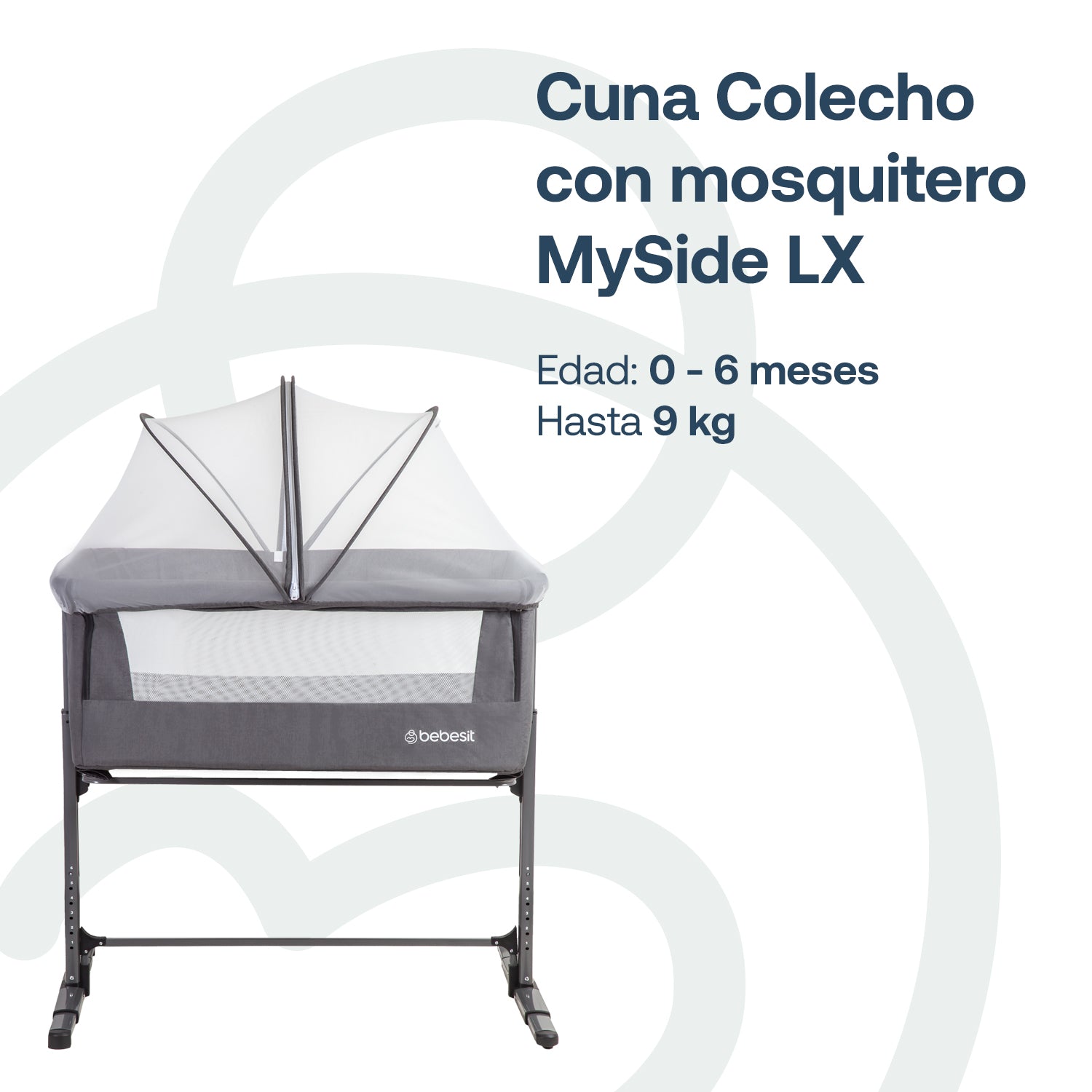 Cuna Colecho con Mosquitero MySide LX Gris Bebesit