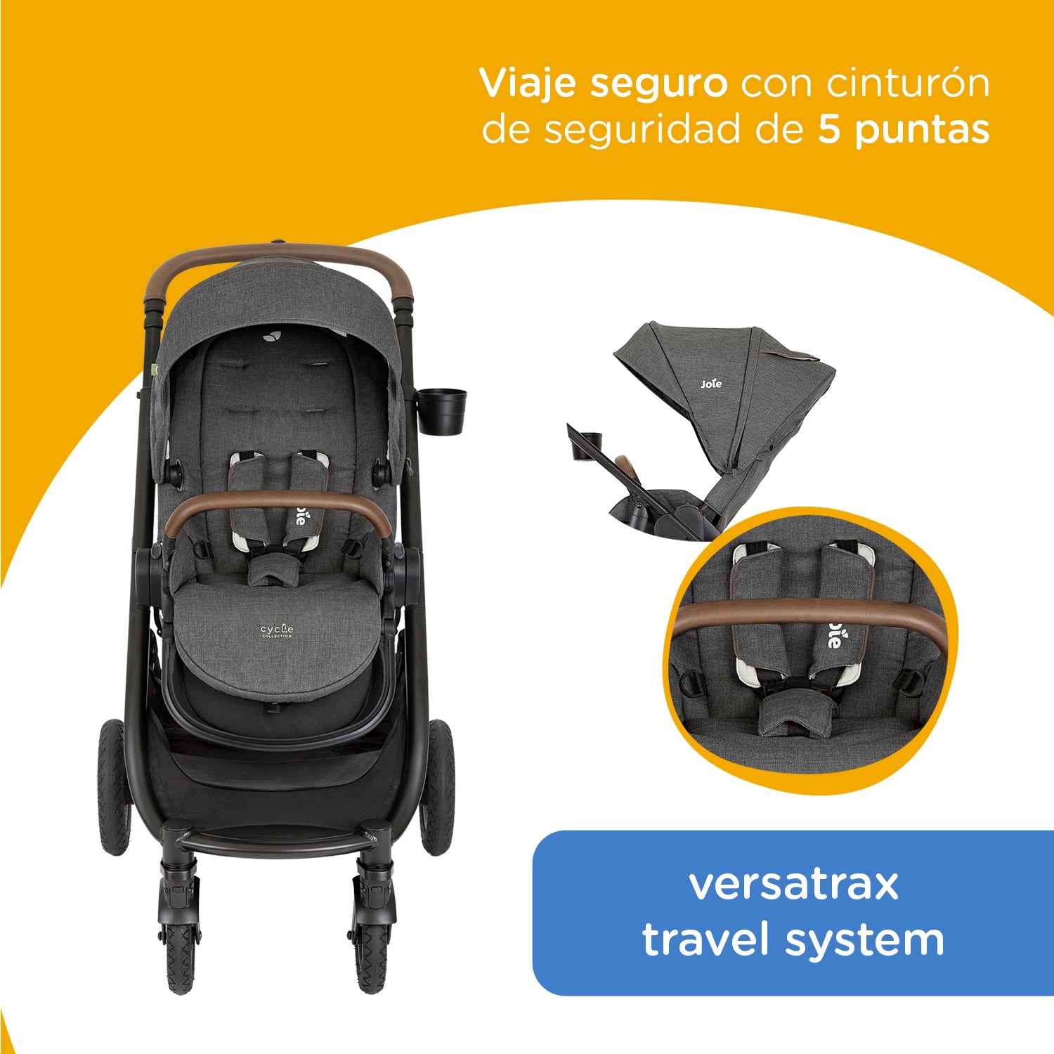 Coche Travel System Versatrax Trio Shale Joie