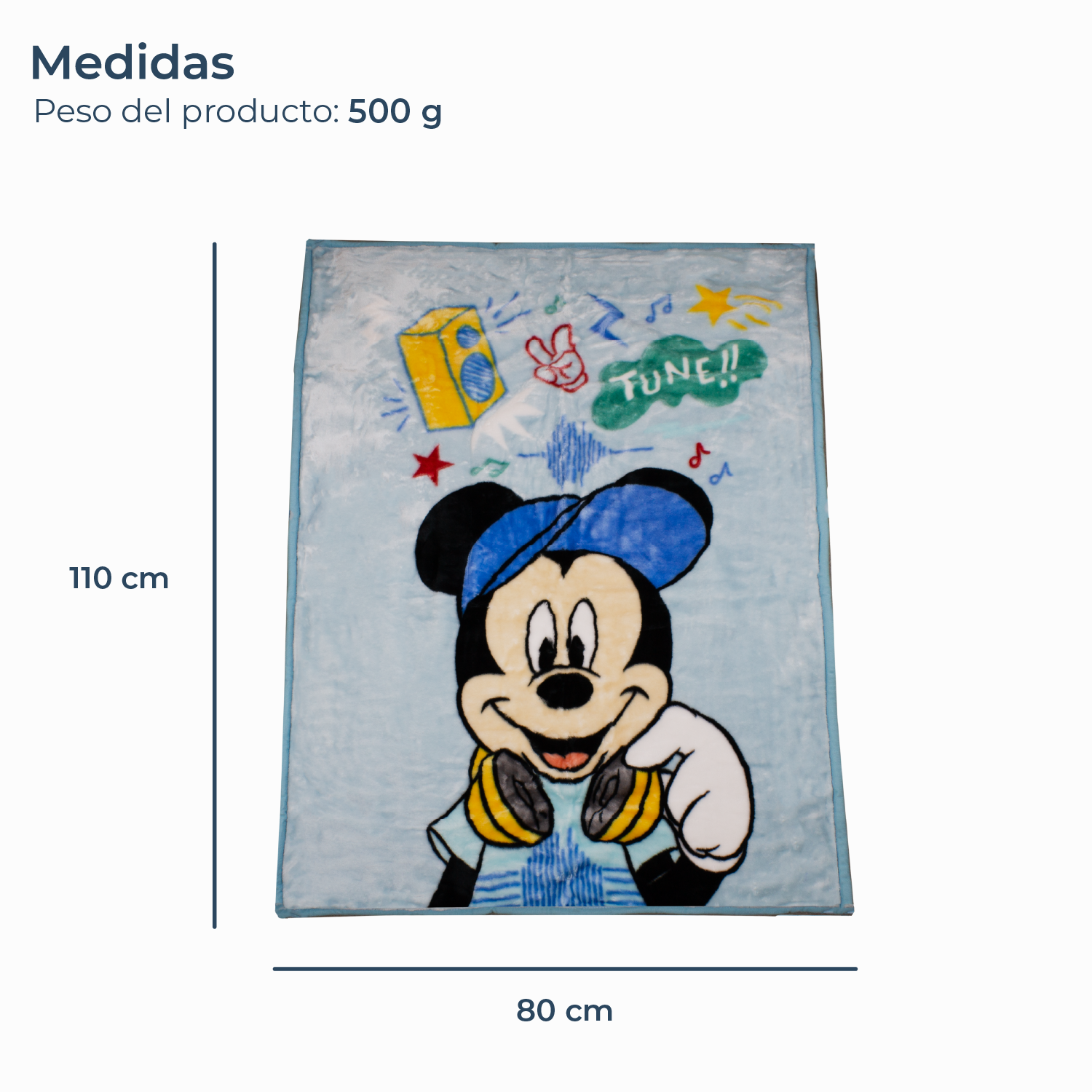 Saco con Broche Ultra Soft Mickey Music 80x110cm Celeste