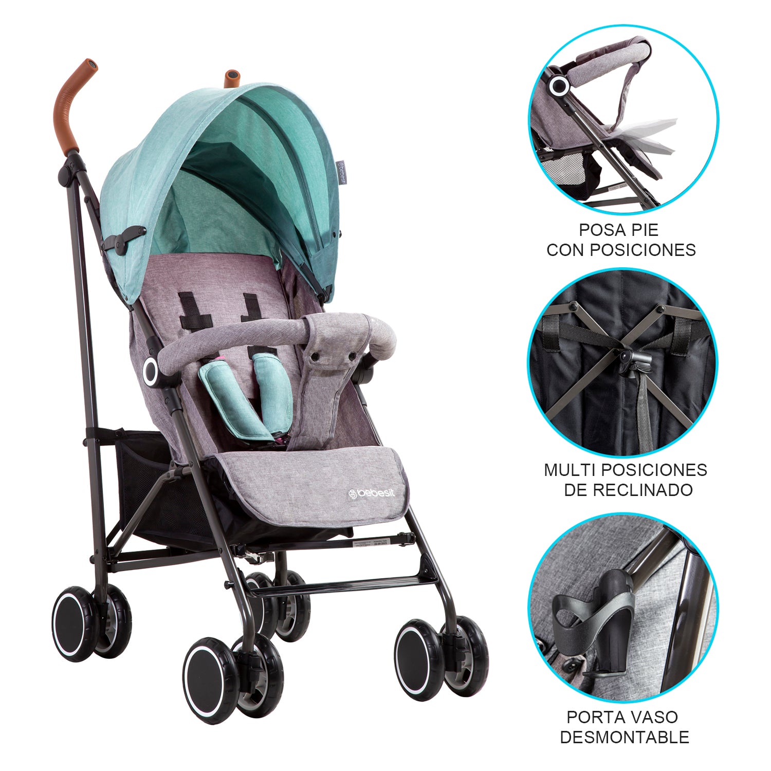 Coche Paragua Clap Melange Verde