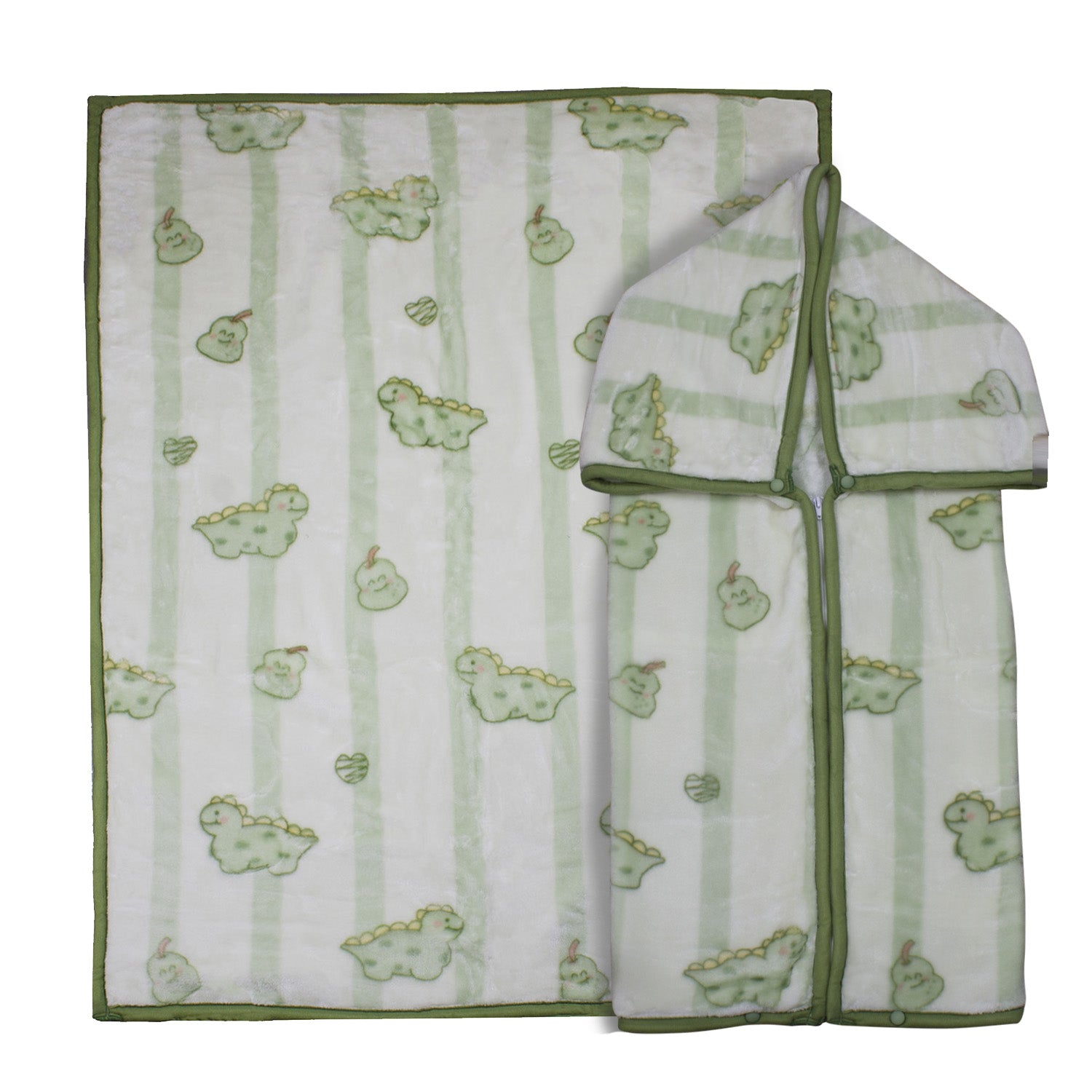 Saco con Broche Ultra Soft Dino 80x110cm Verde Bebesit