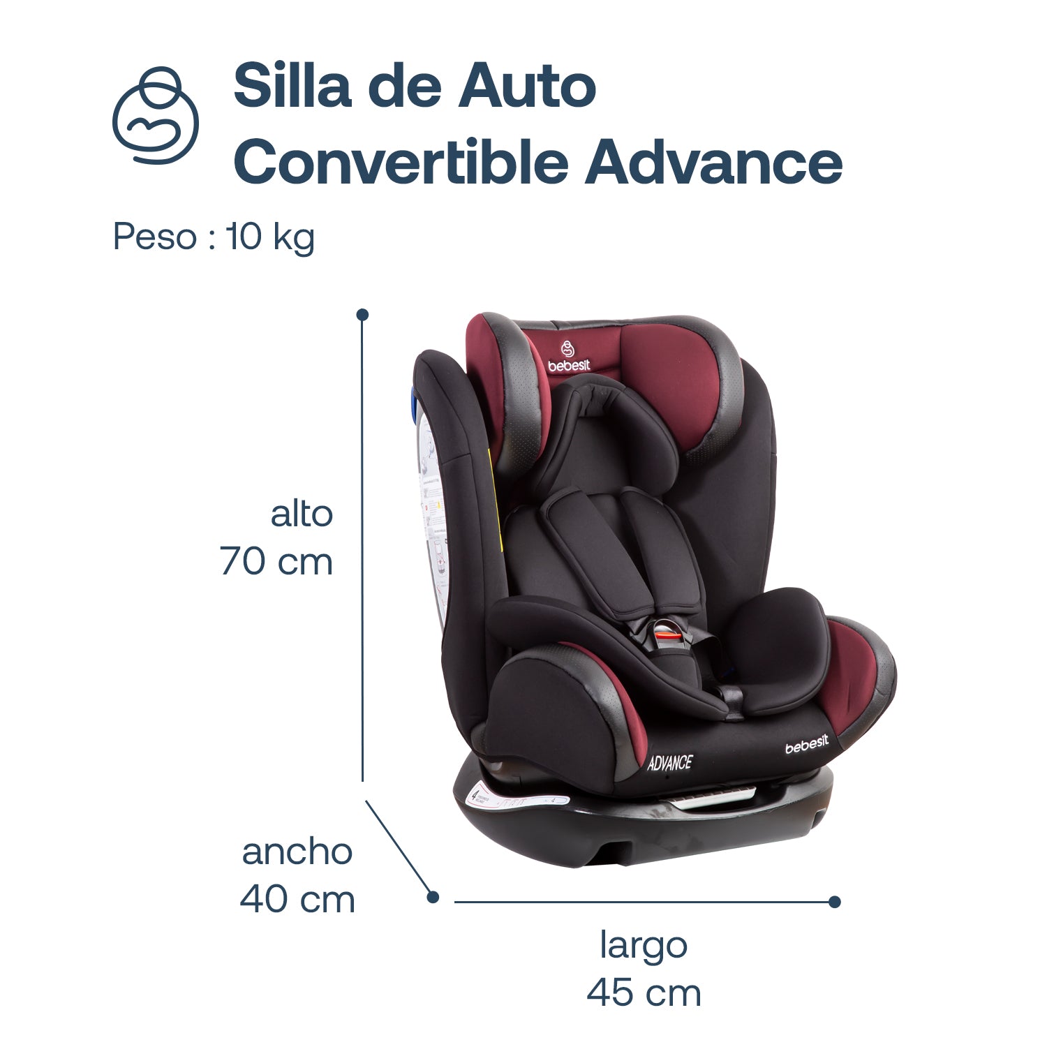 Silla de Auto Convertible Advance Roja