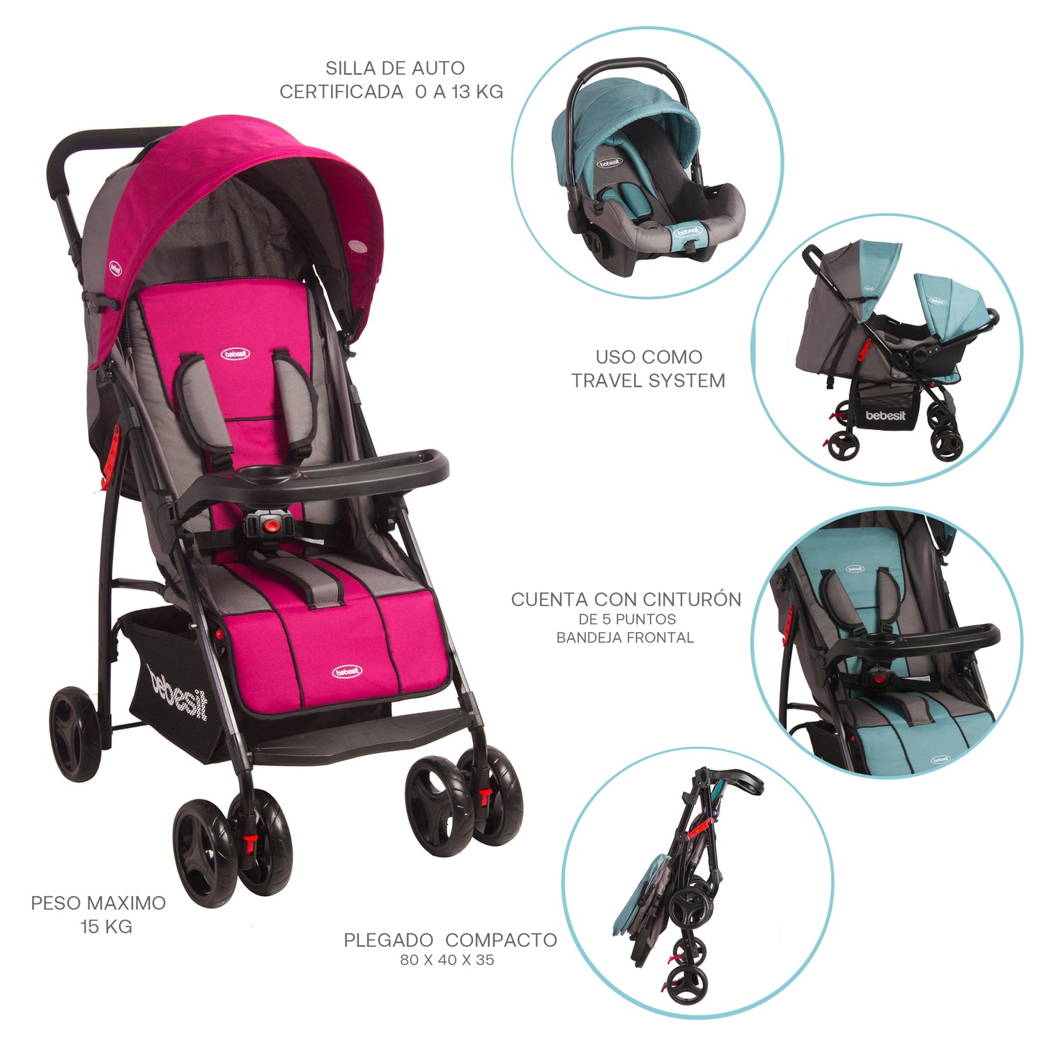 Coche Travel System Summer Rosado