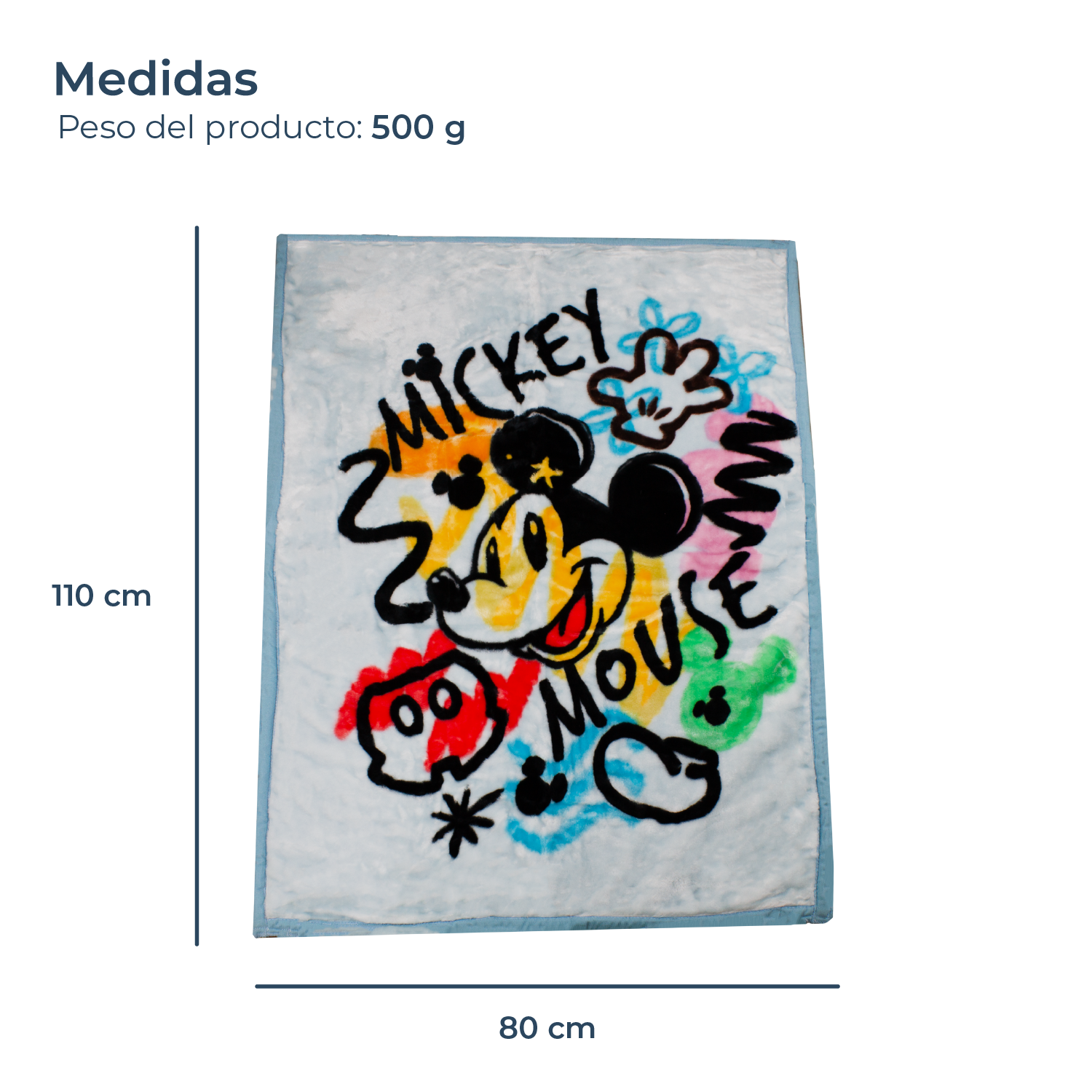 Frazada Ultra Soft Mickey Mouse 80x110cm Celeste Disney