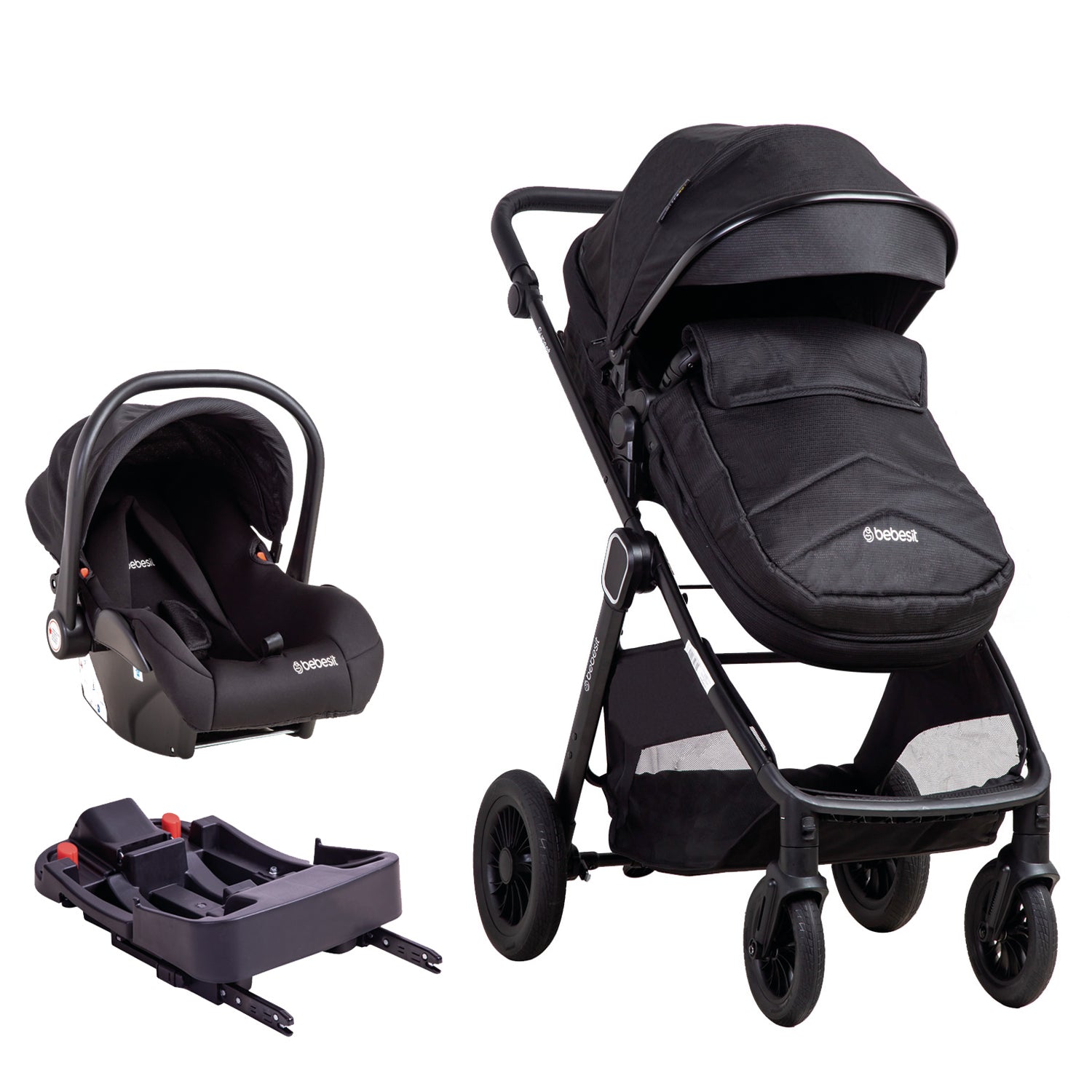 Coche Cuna Travel System Isofix Sunset Premium Negro Bebesit