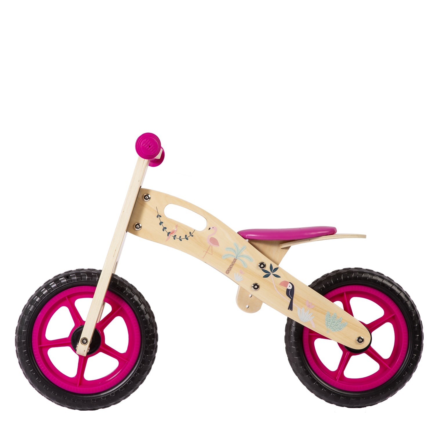 Balance Bike Bicicleta de Equilibrio Aprendizaje Madera Flamenco Rosa