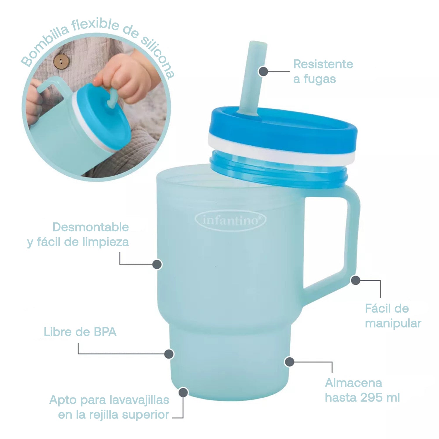 Vaso Antiderrame con Bombilla My1st Tumbler 266ml Moody Blue