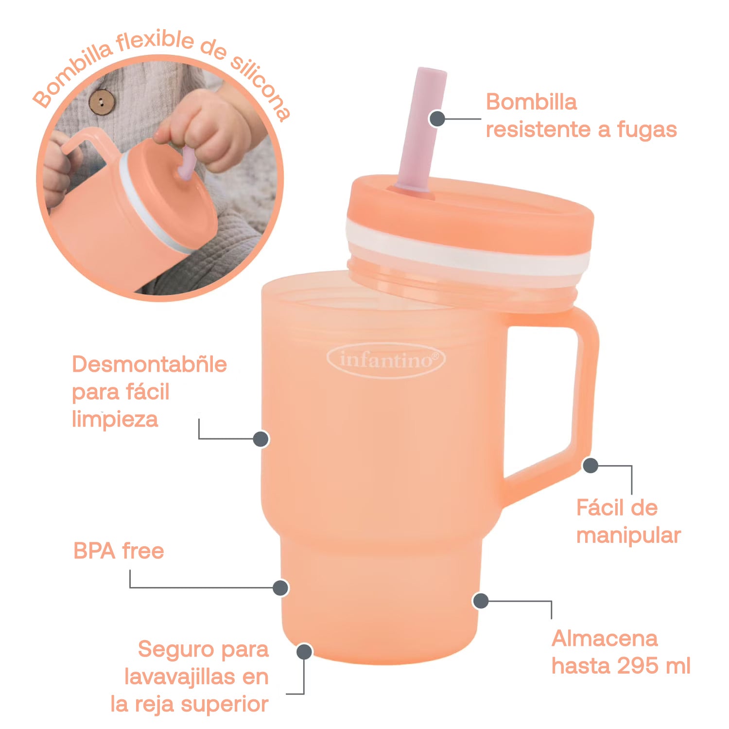 Vaso Antiderrame Bombilla My1st Tumbler 266ml Flor de Cerezo