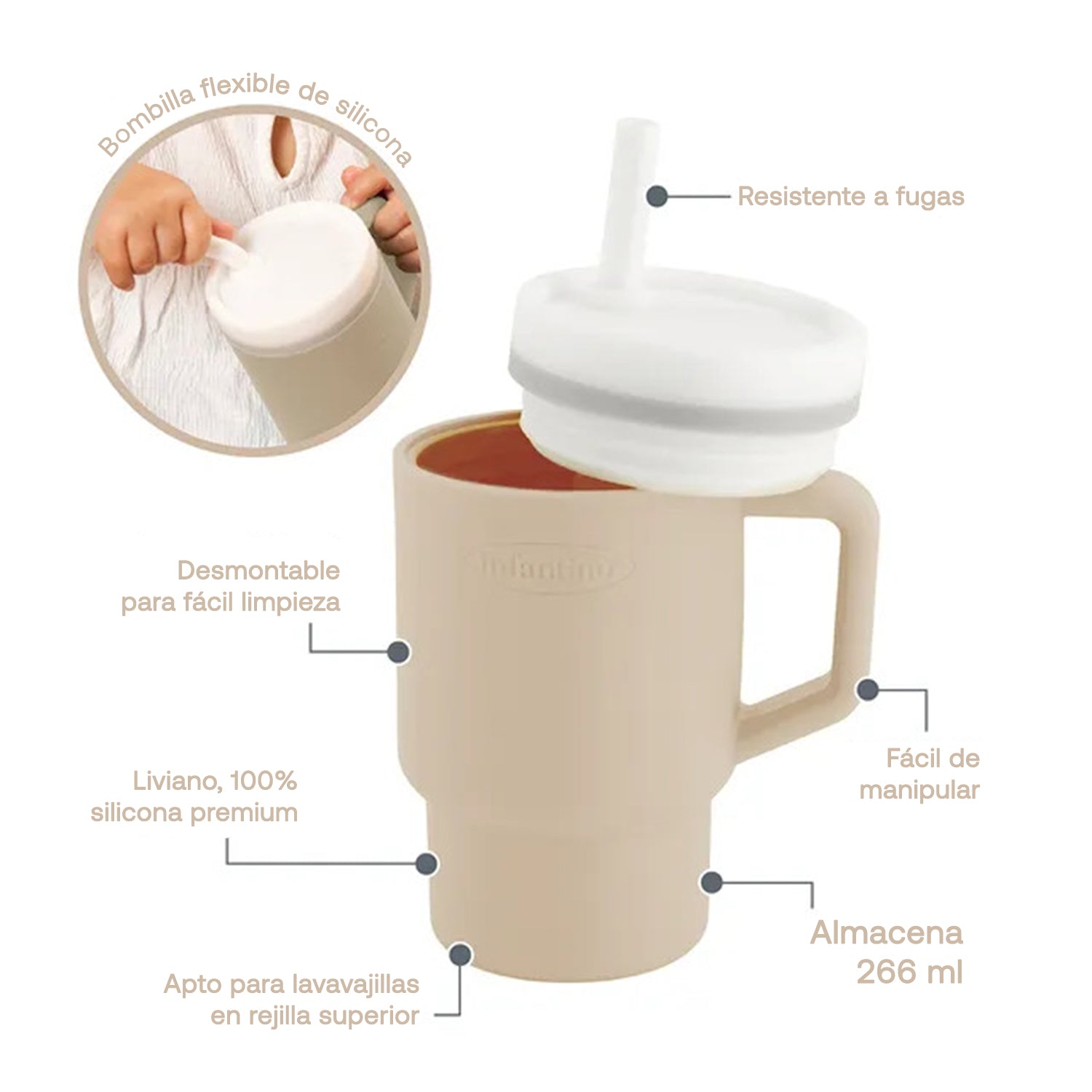 Vaso Antiderrame con Bombilla My 1st Tumbler 250ml Sand