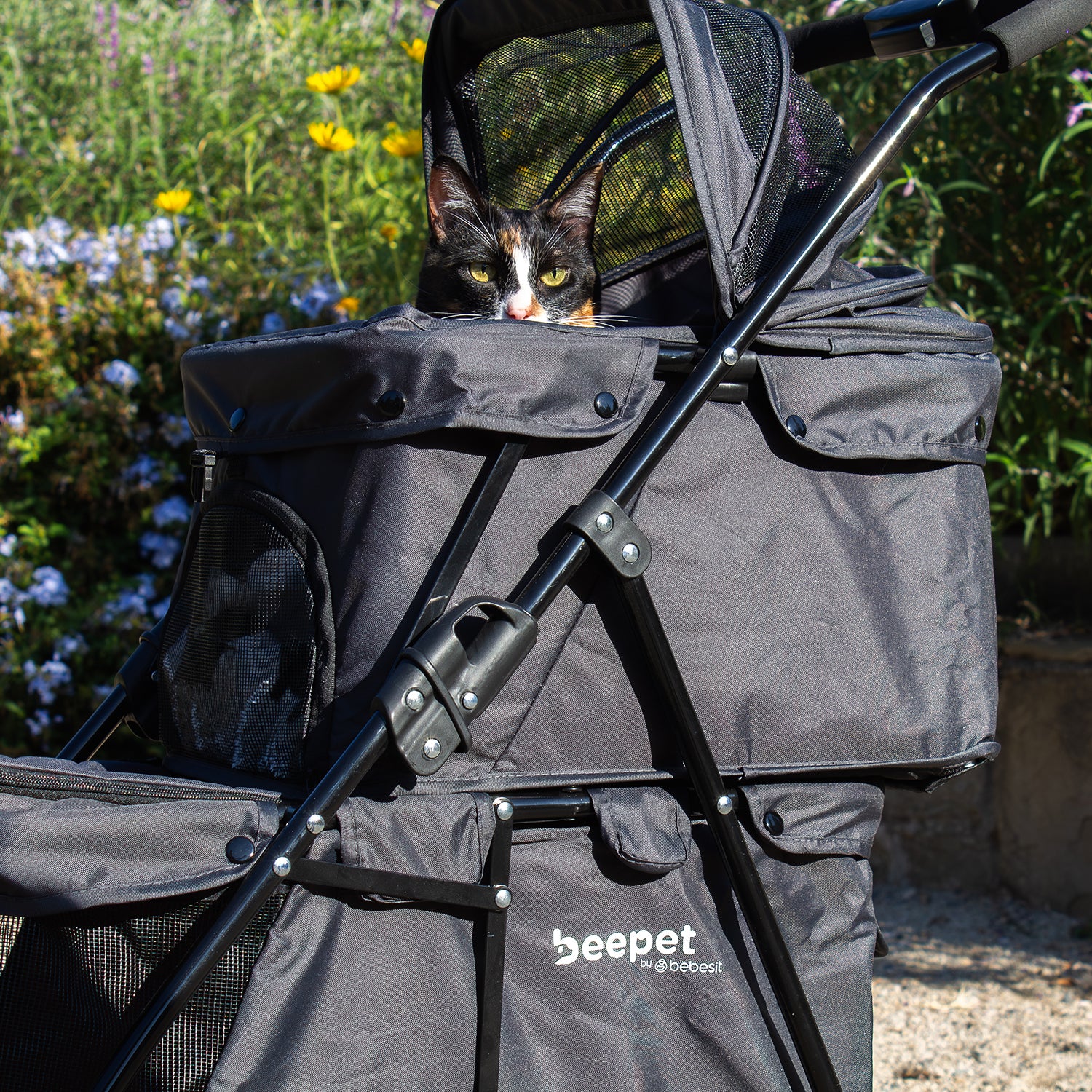 Coche Mascotas DuoPet Doble Gris