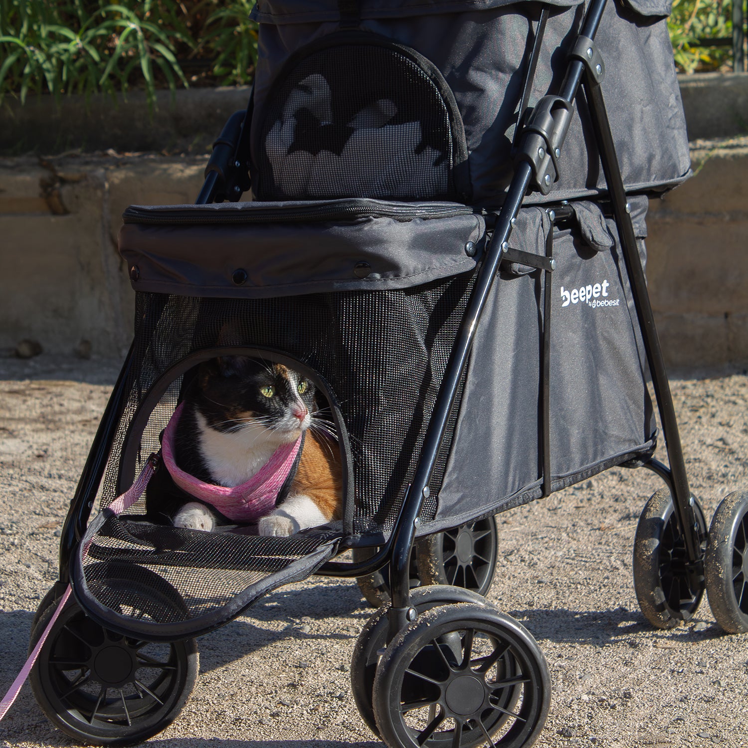 Coche Mascotas DuoPet Doble Gris