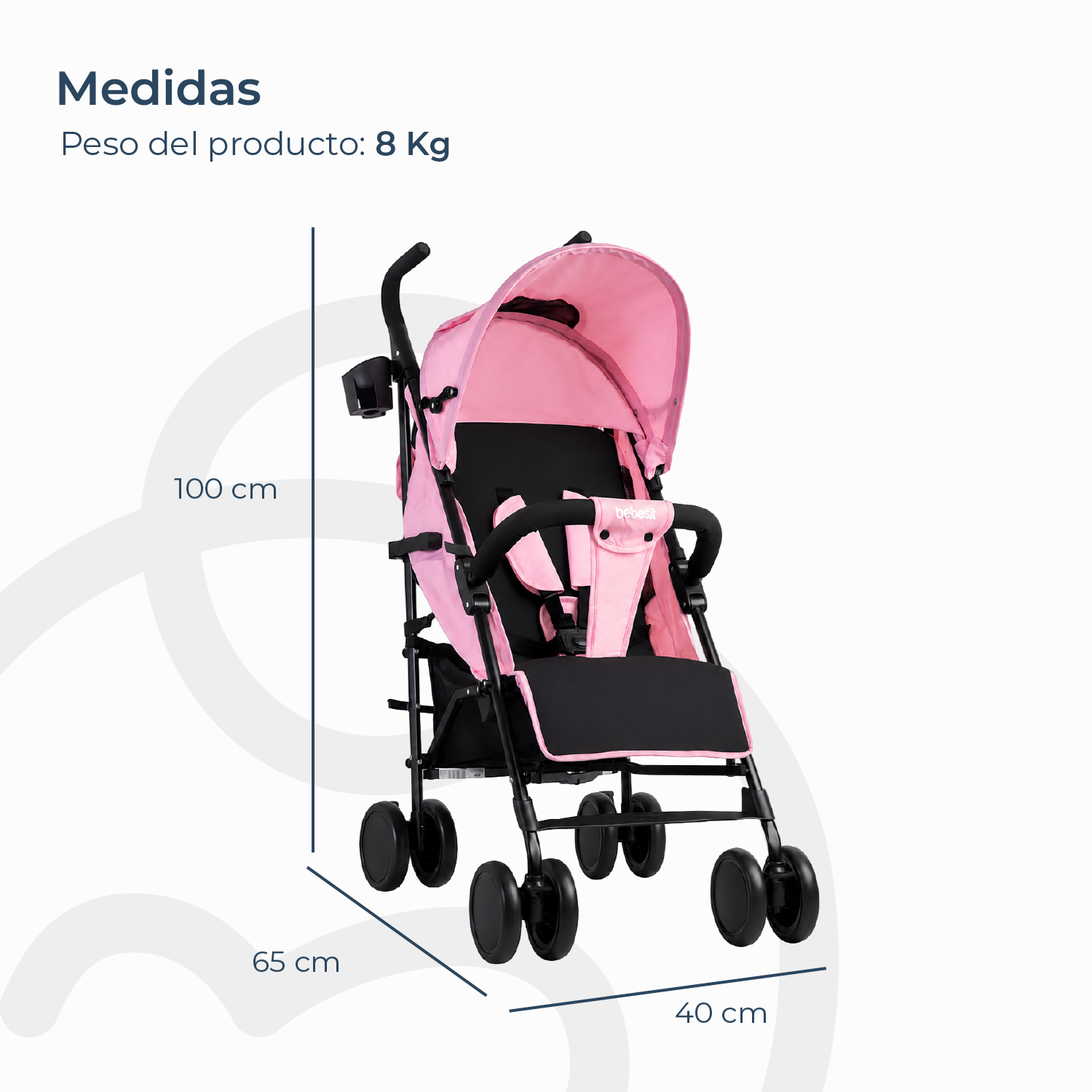 Coche Paragua Kronos Rosado Bebesit