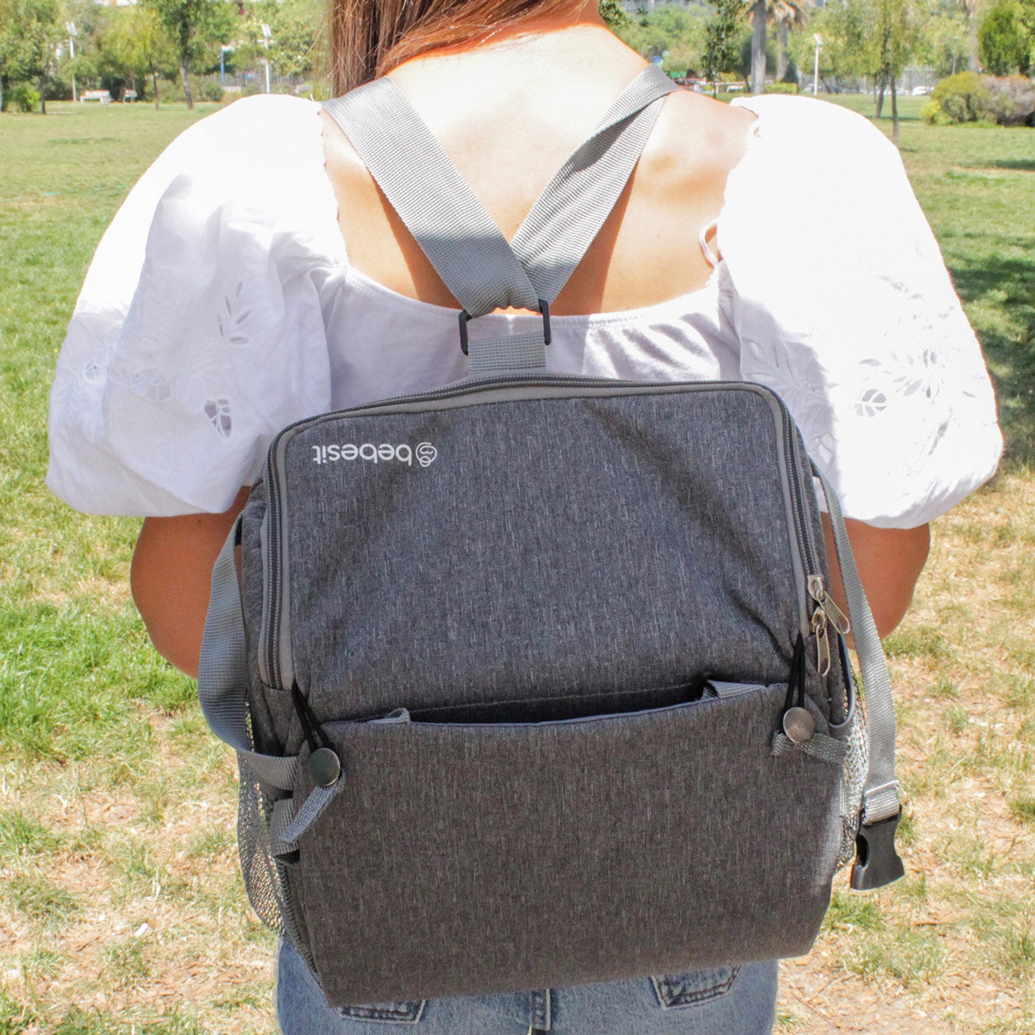 Mochila Silla de Comer Portatil Camping Gris Bebesit