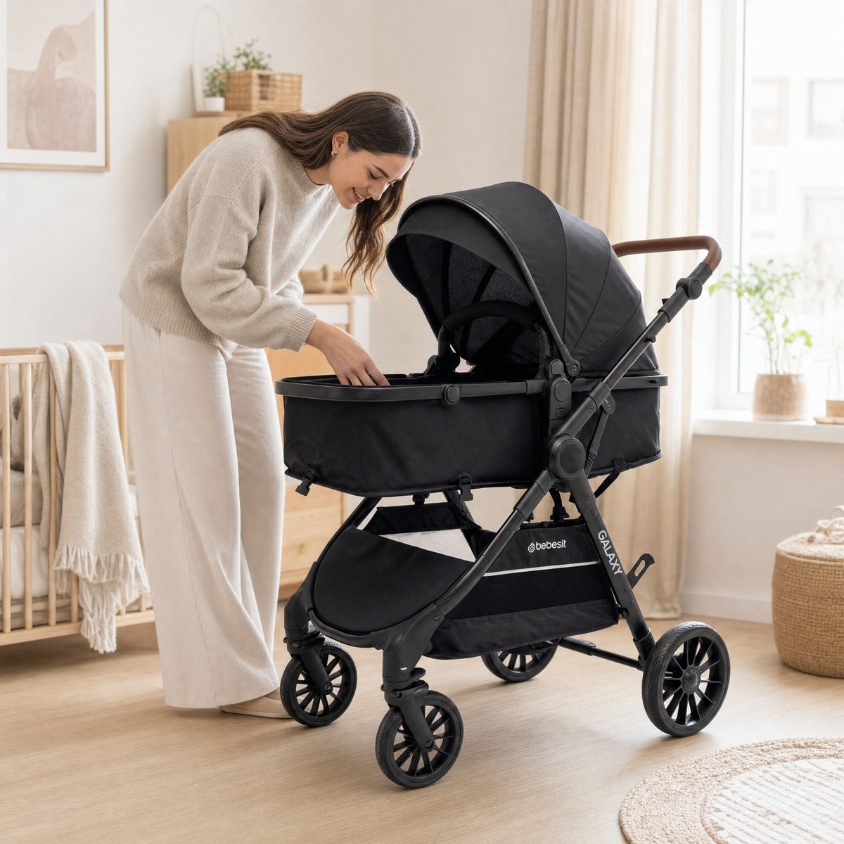 Coche Cuna Travel System Galaxy Isofix Negro