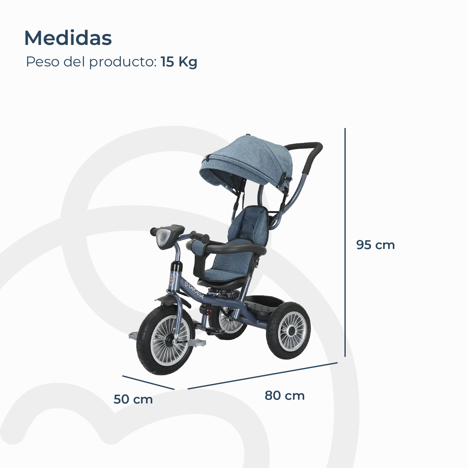 Triciclo Paseo Infantil 360 1326 LX Azul Bebesit