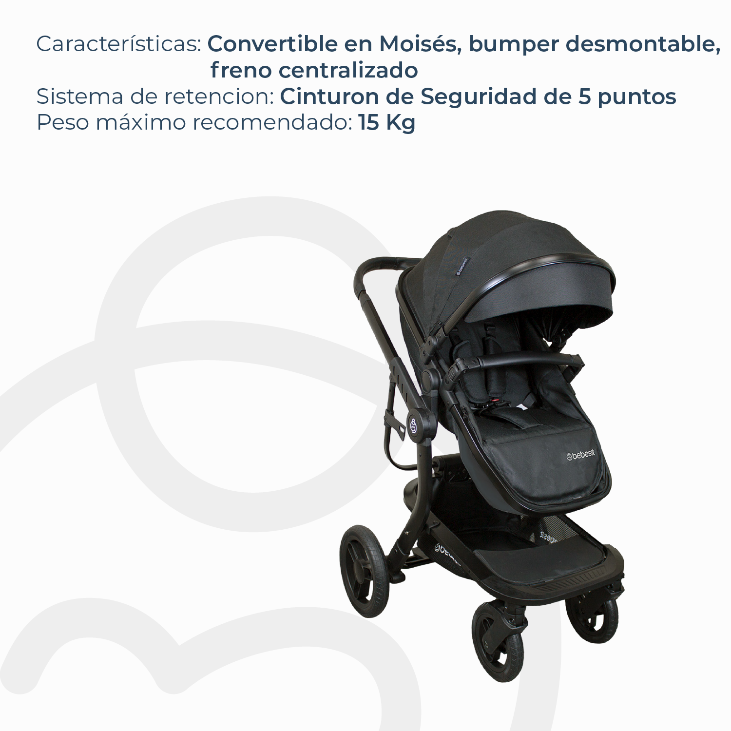 Coche Cuna travel system Taurus Negro